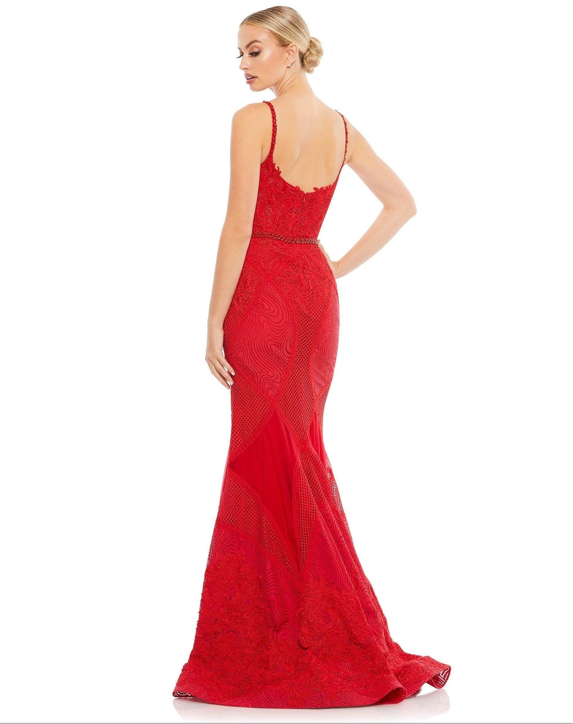Mac Duggal Prom Long Mermaid Lace Gown 79082R - The Dress Outlet