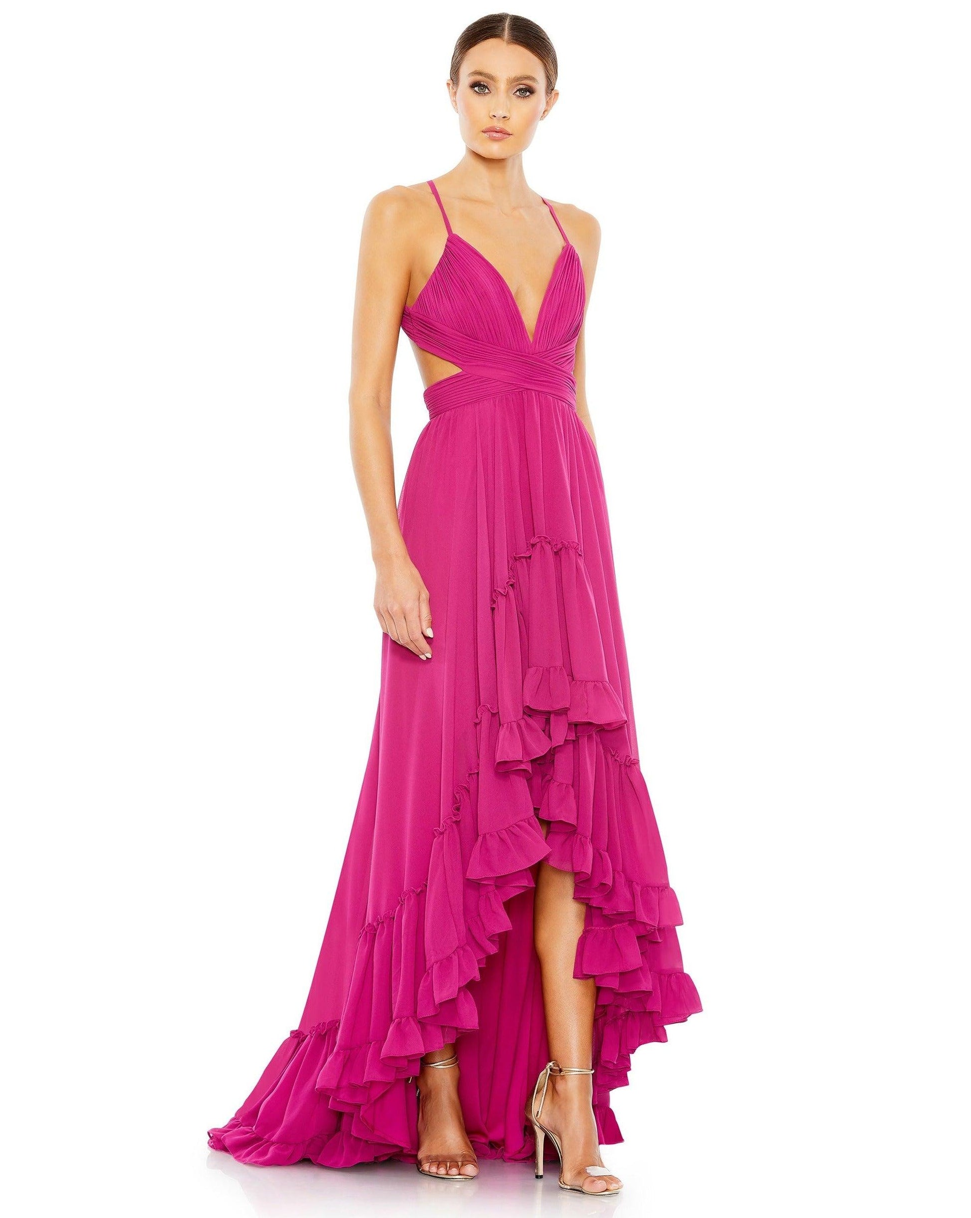 Mac Duggal High Low Formal Chiffon Prom Dress 67992 - The Dress Outlet