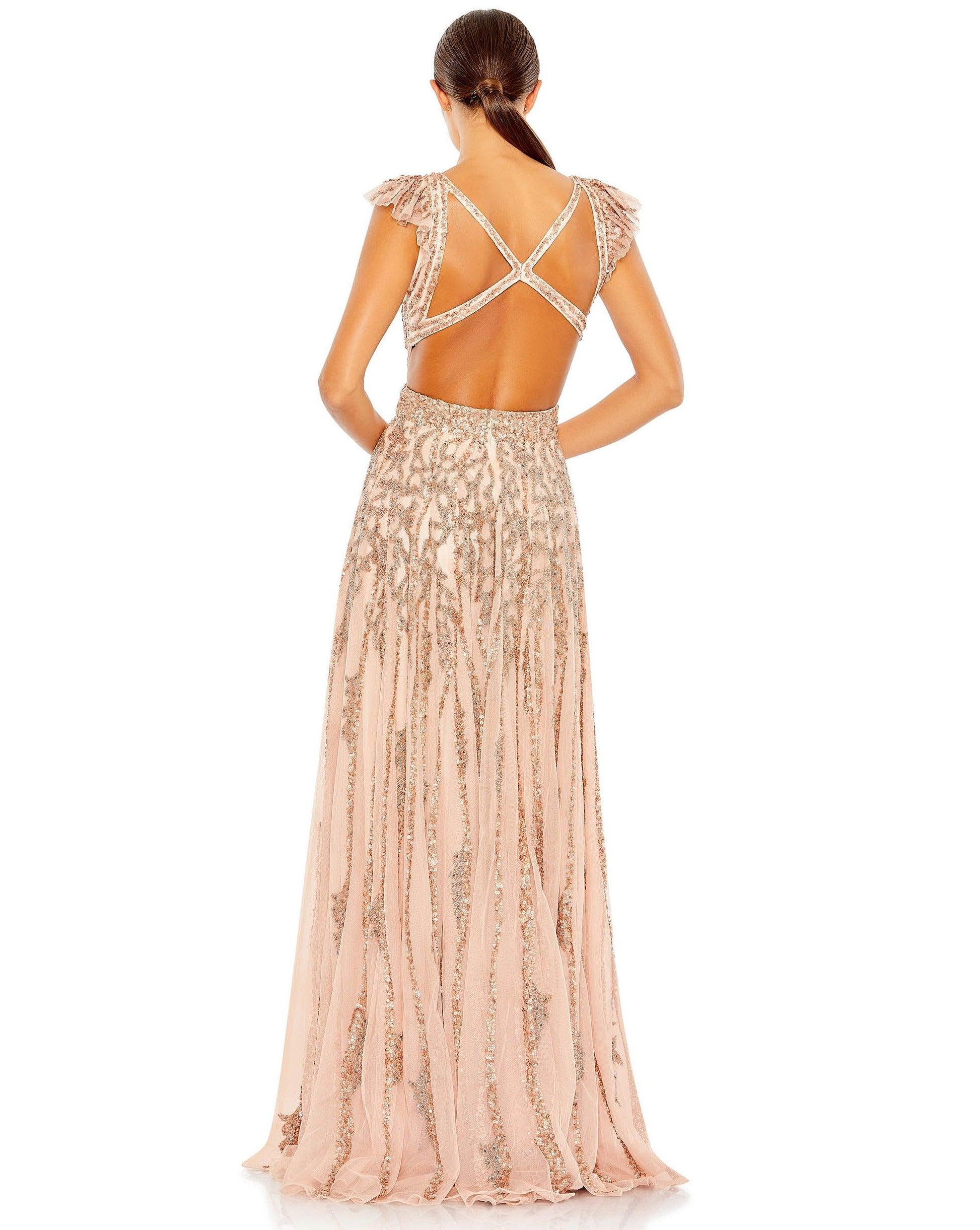Mac Duggal Long Cap Sleeve Formal Evening Gown 5682 - The Dress Outlet