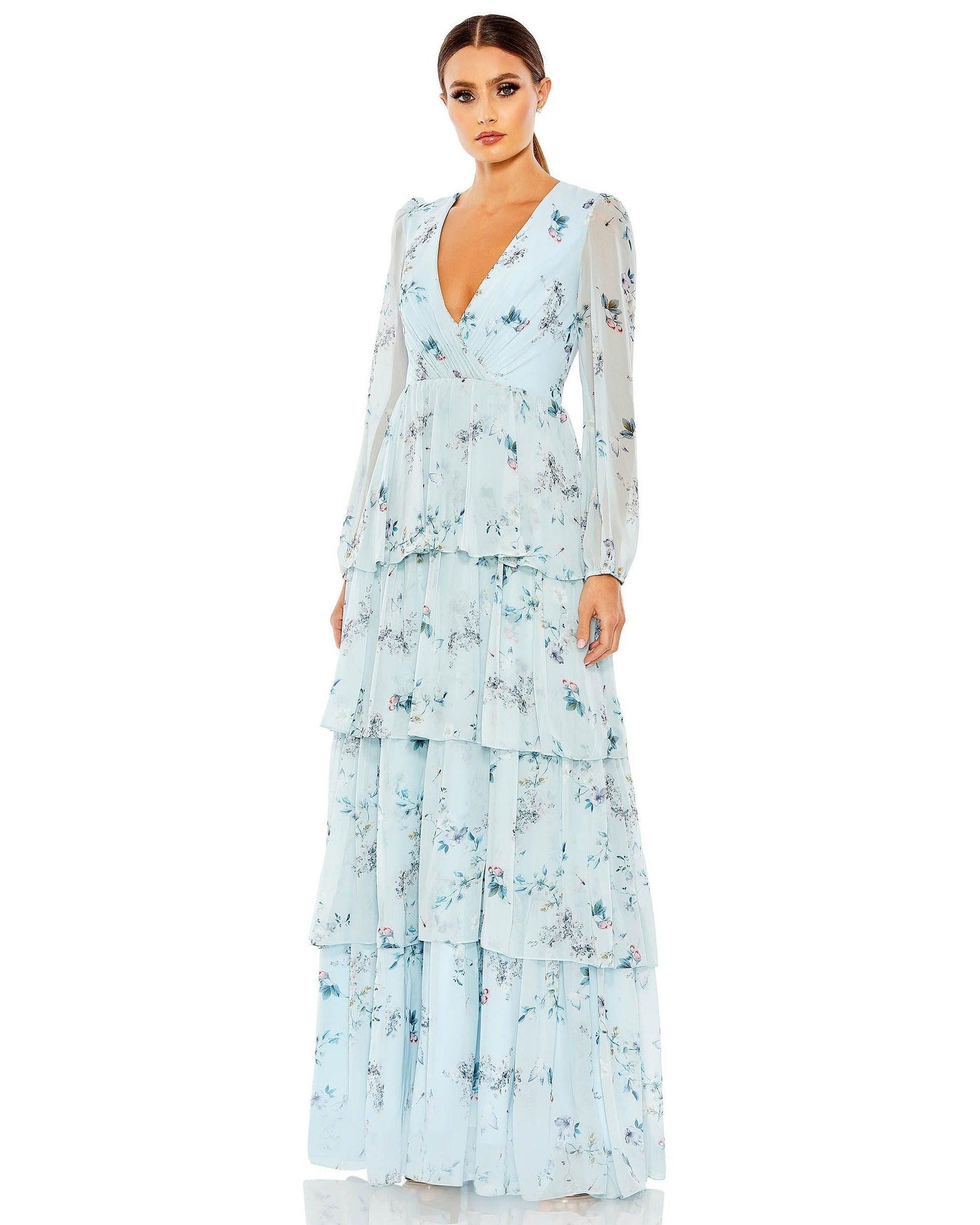 Mac Duggal Long Formal Floral Print Dress 55815 - The Dress Outlet