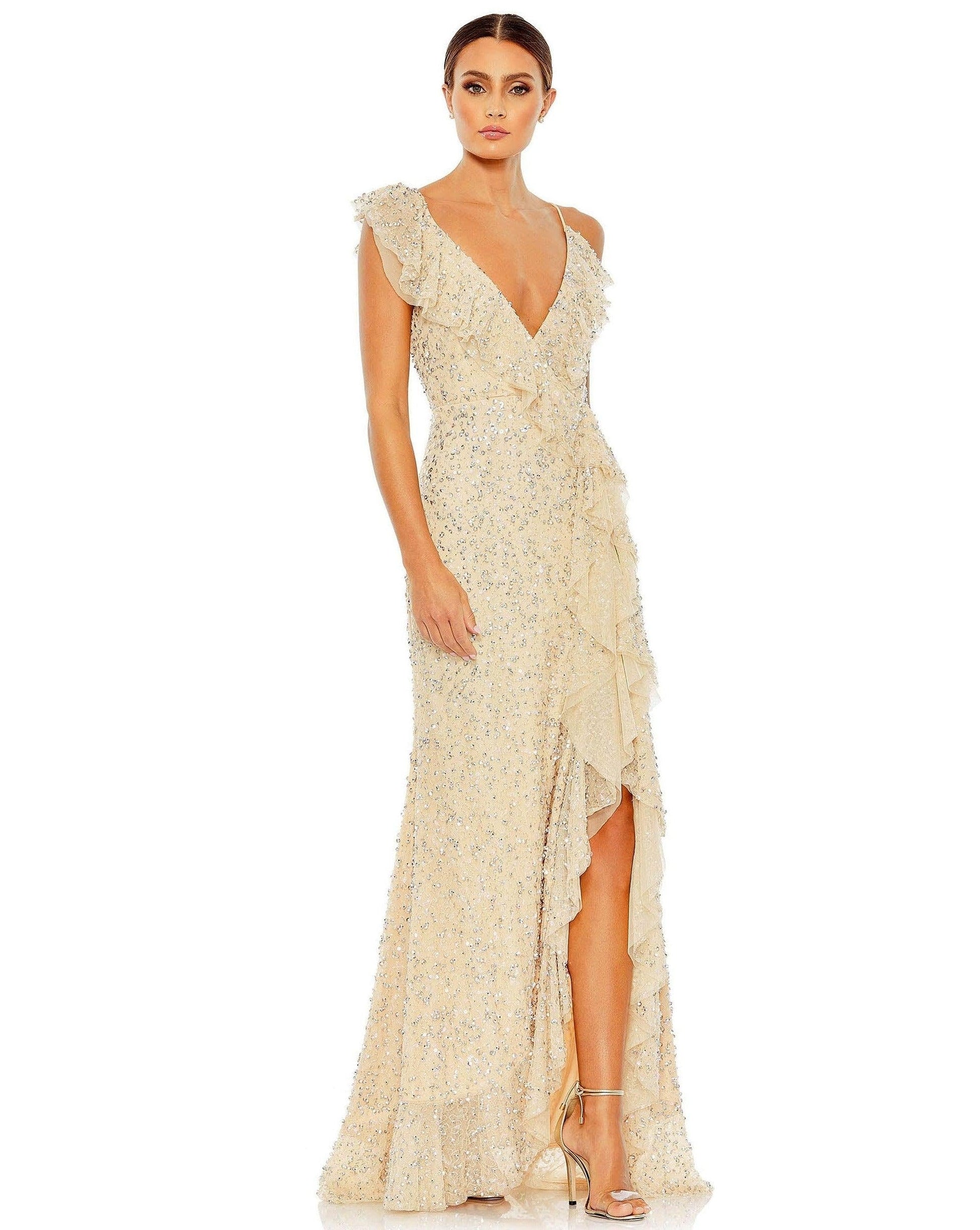 Mac Duggal Long Formal Ruffled Prom Dress 10931 - The Dress Outlet