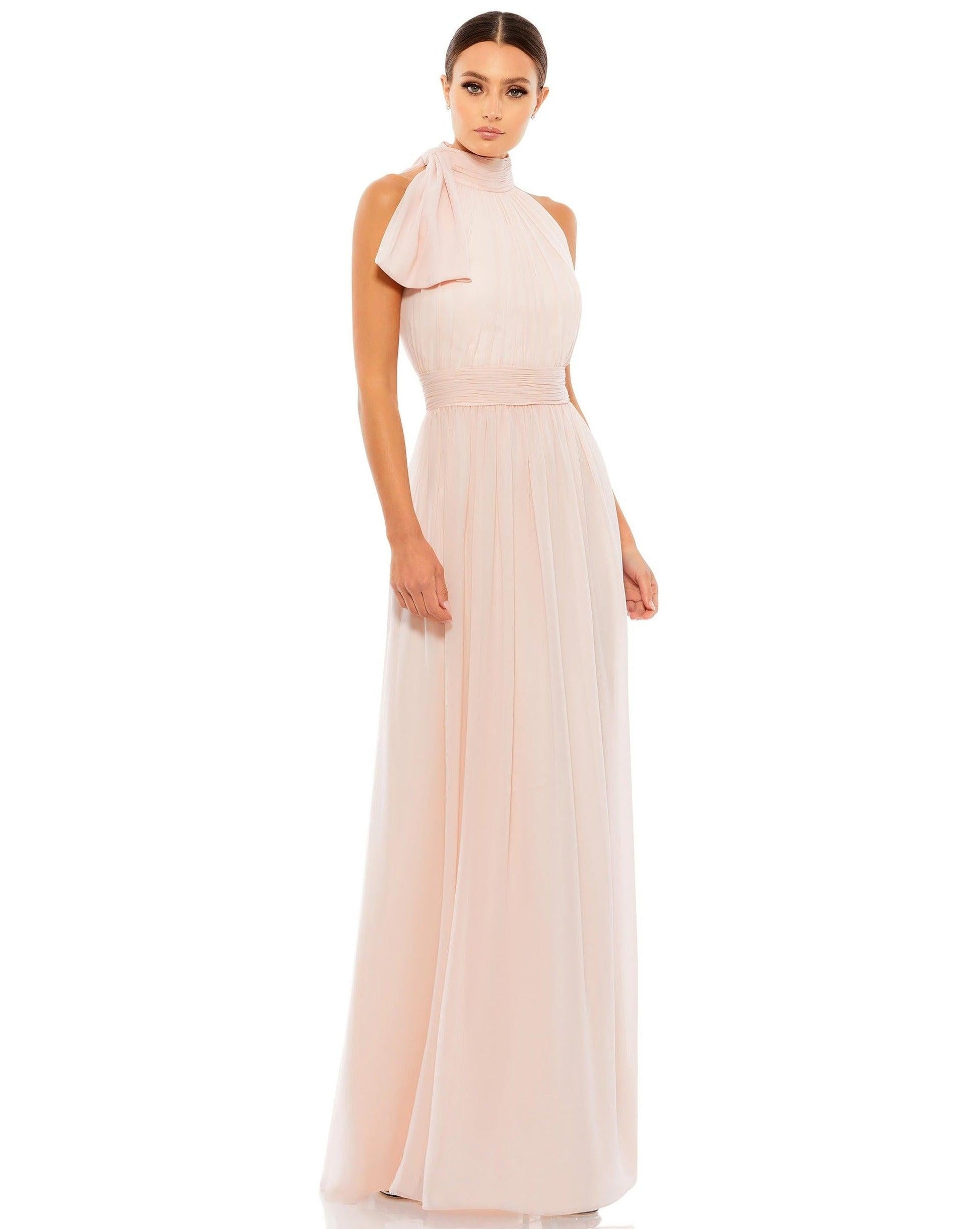 Mac Duggal Long Halter Chiffon Prom Dress 55035 - The Dress Outlet