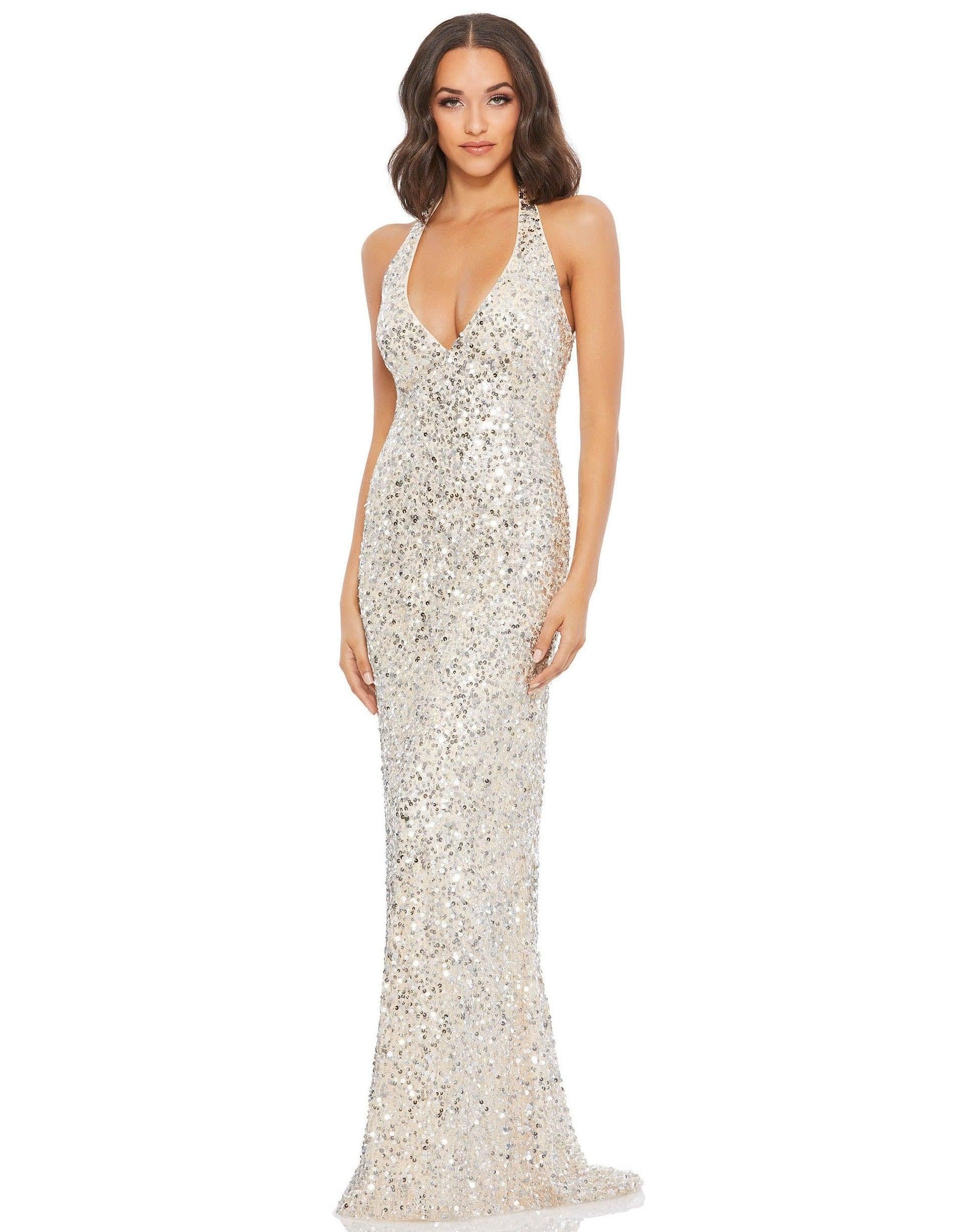 Mac Duggal Long Halter Formal Fitted Prom Gown 5312 - The Dress Outlet