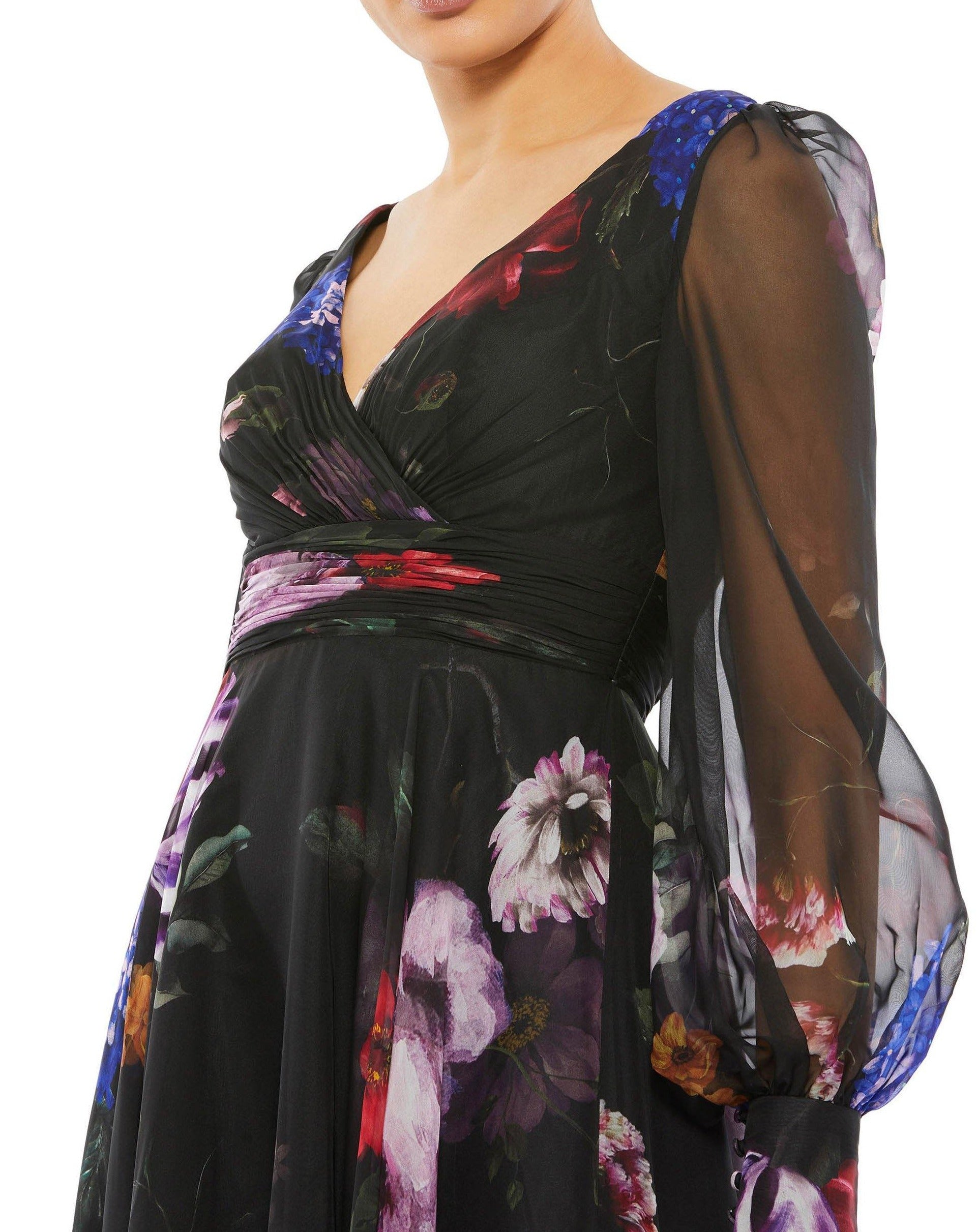 Mac Duggal Long Mother of Bride Floral Dress 67872 - The Dress Outlet