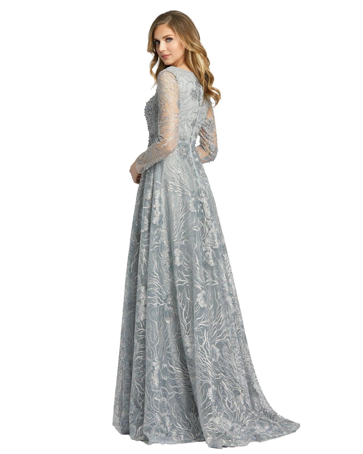 Mac Duggal Long Sleeve Formal Lace Gown 20285D - The Dress Outlet