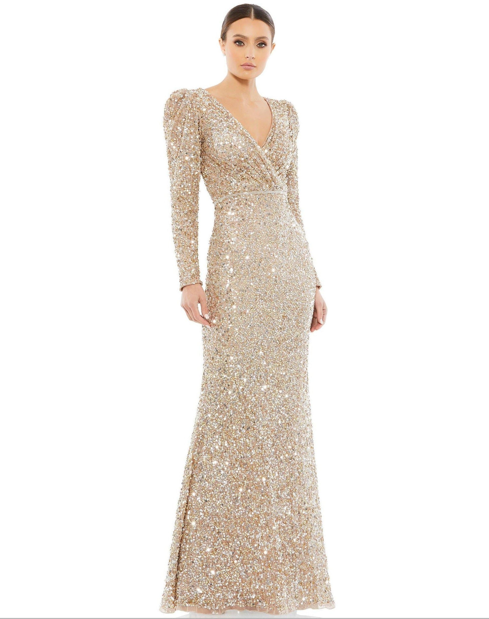 Mac Duggal Long Sleeve Sequins Formal Dress 5510 - The Dress Outlet