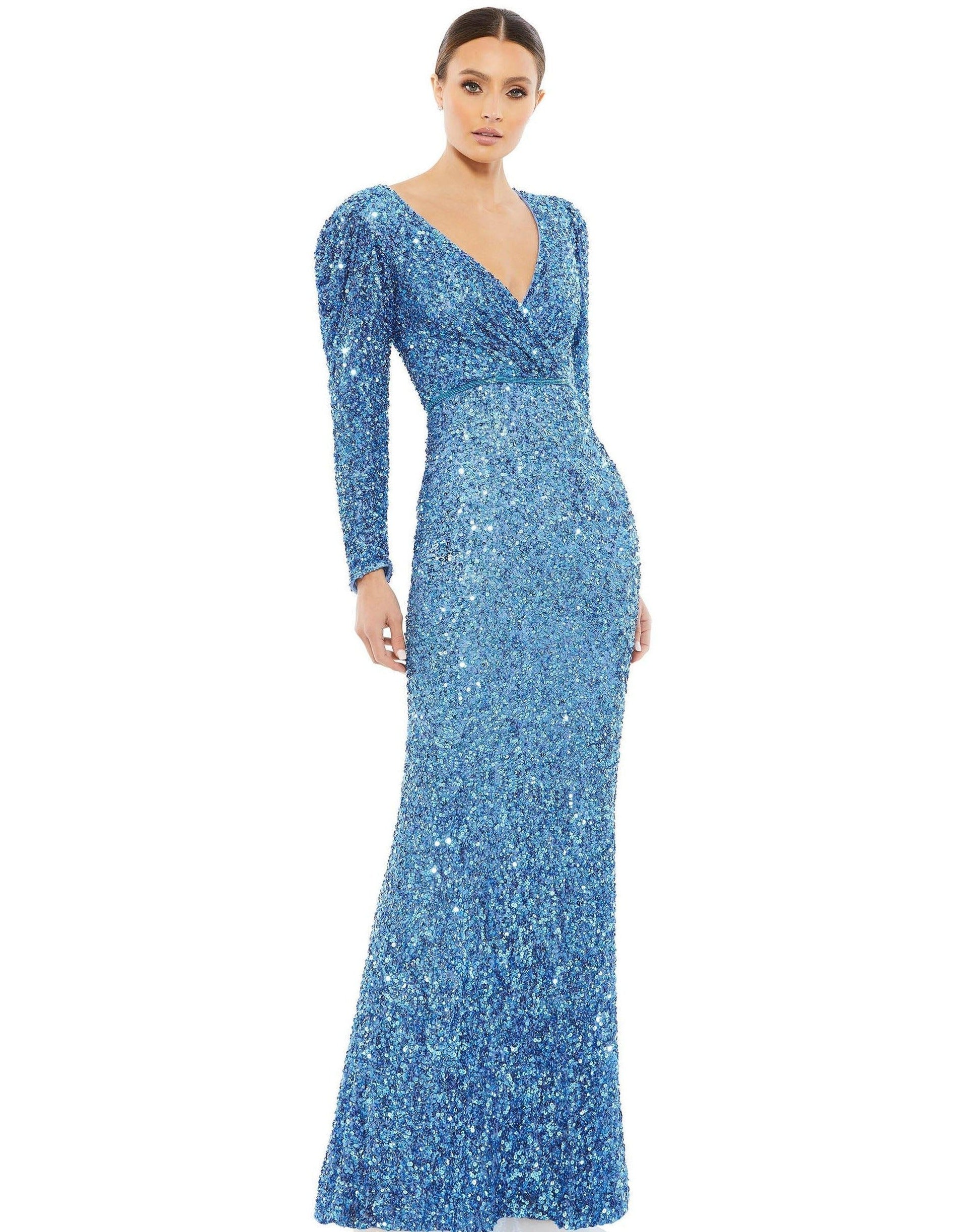 Mac Duggal Long Sleeve Sequins Formal Dress 5510 - The Dress Outlet