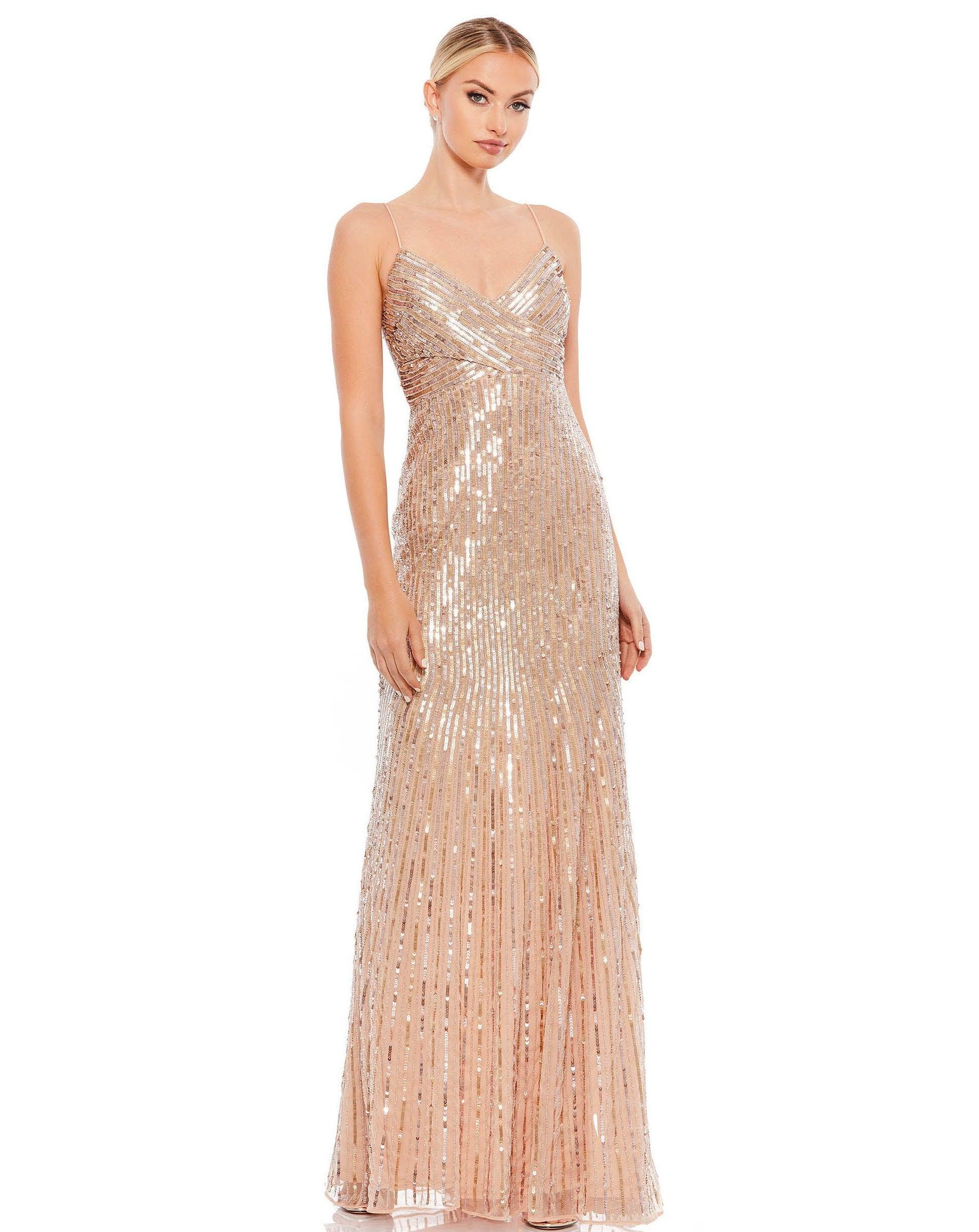 Mac Duggal Long Spaghetti Strap Prom Gown 10817 Sale - The Dress Outlet