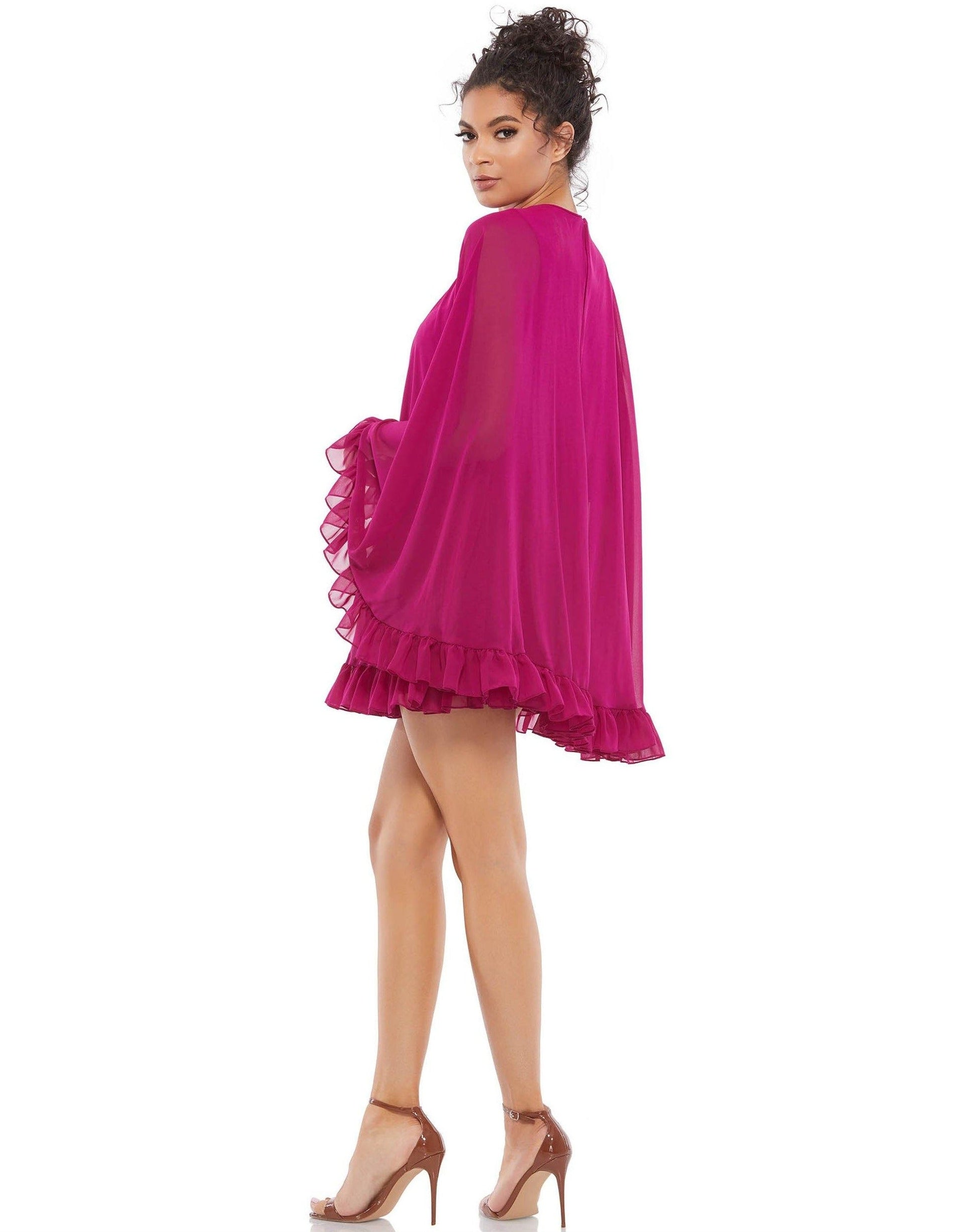 Mac Duggal Short Cape Sleeve Cocktail Dress 55407 - The Dress Outlet