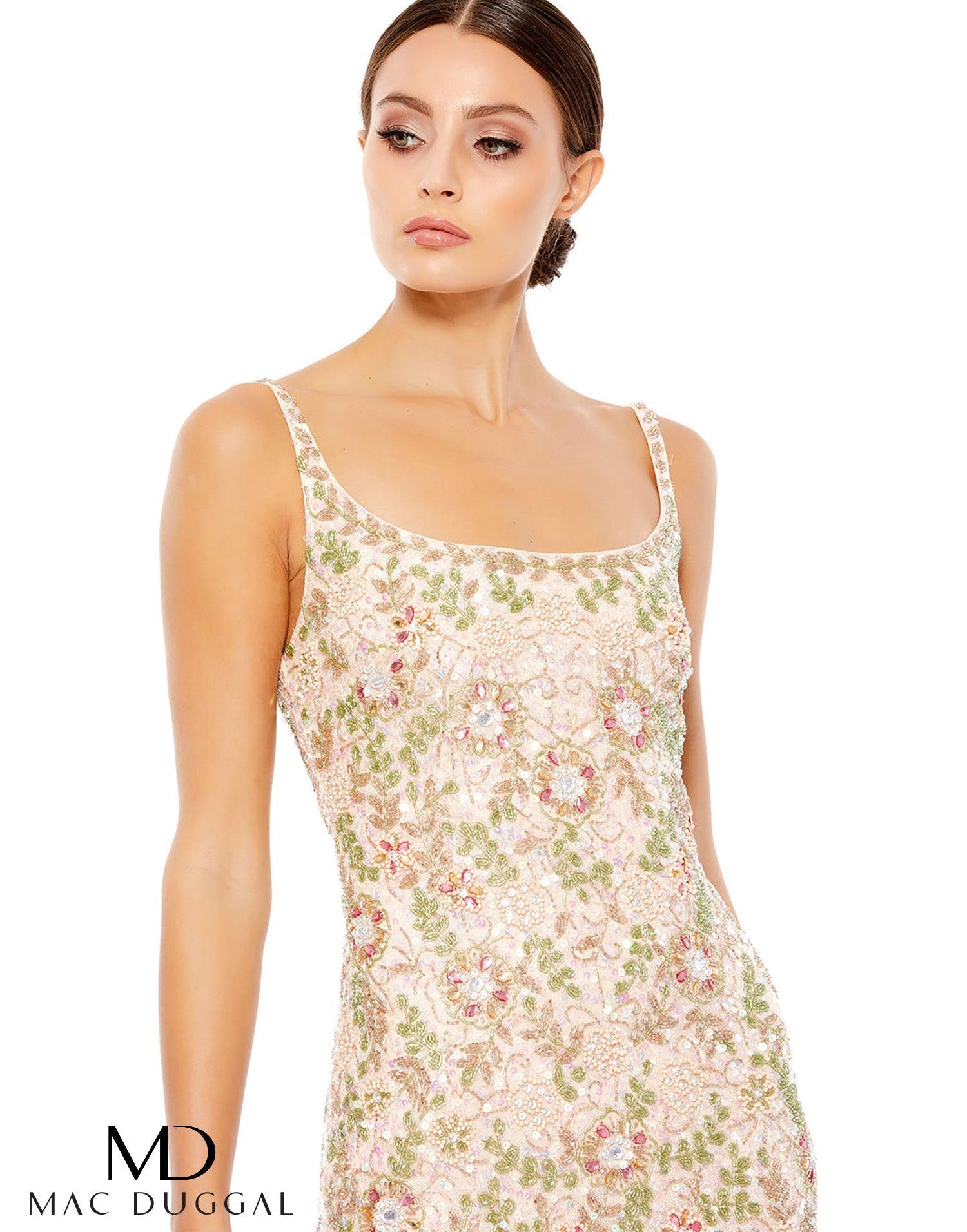 Mac Duggal Short Floral Beaded Cocktail Dress 10755 - The Dress Outlet
