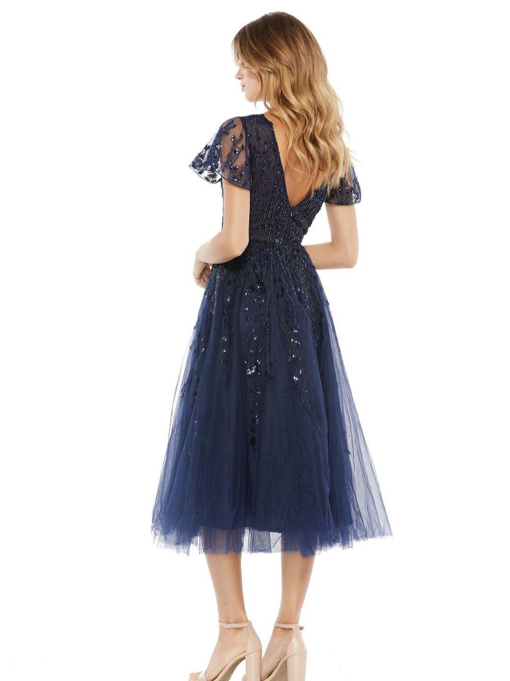 Mac Duggal Short Flutter Sleeve Beaded Dress 20304 - The Dress Outlet