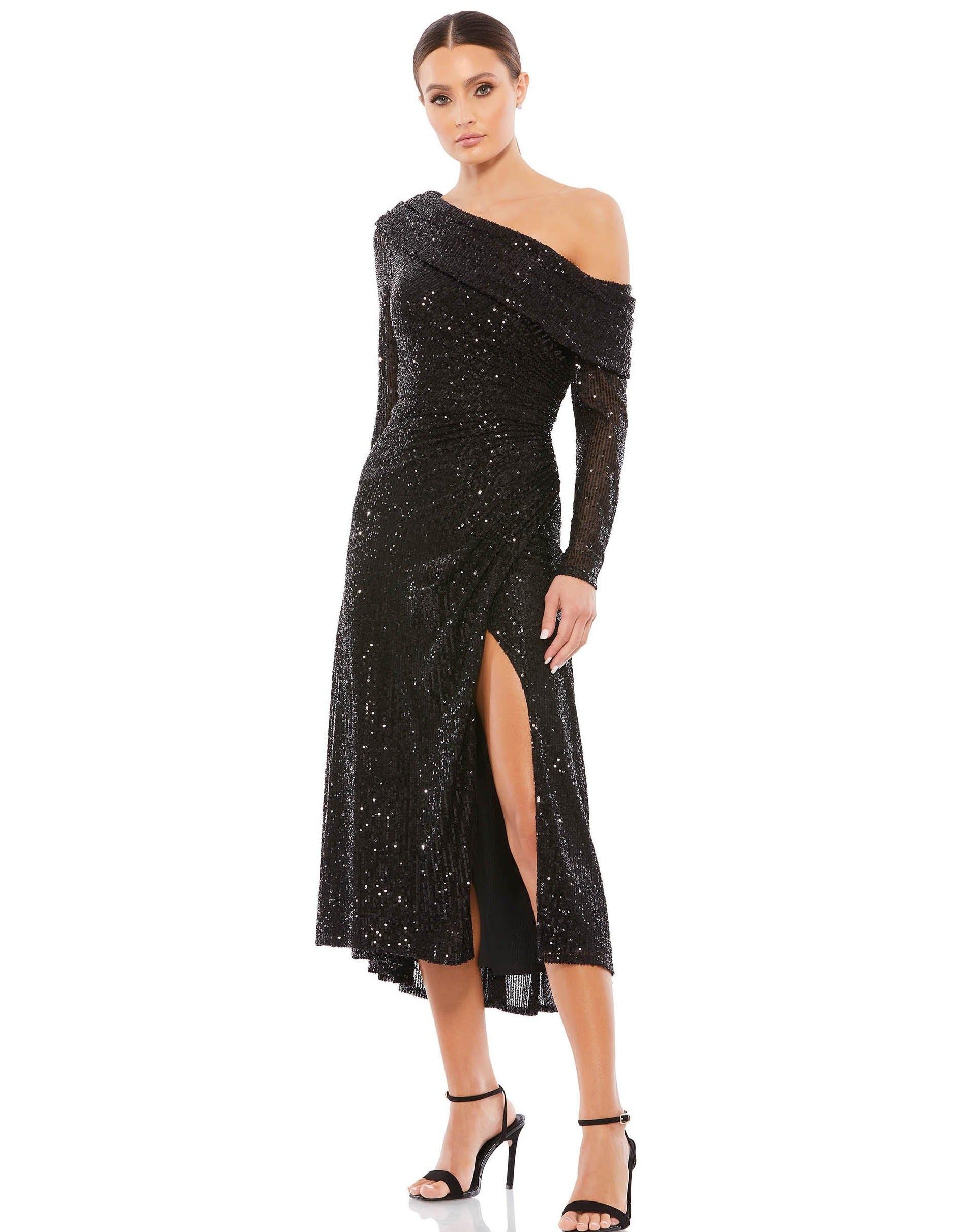 Mac Duggal Short One Shoulder Sequins Dress 26551 - The Dress Outlet