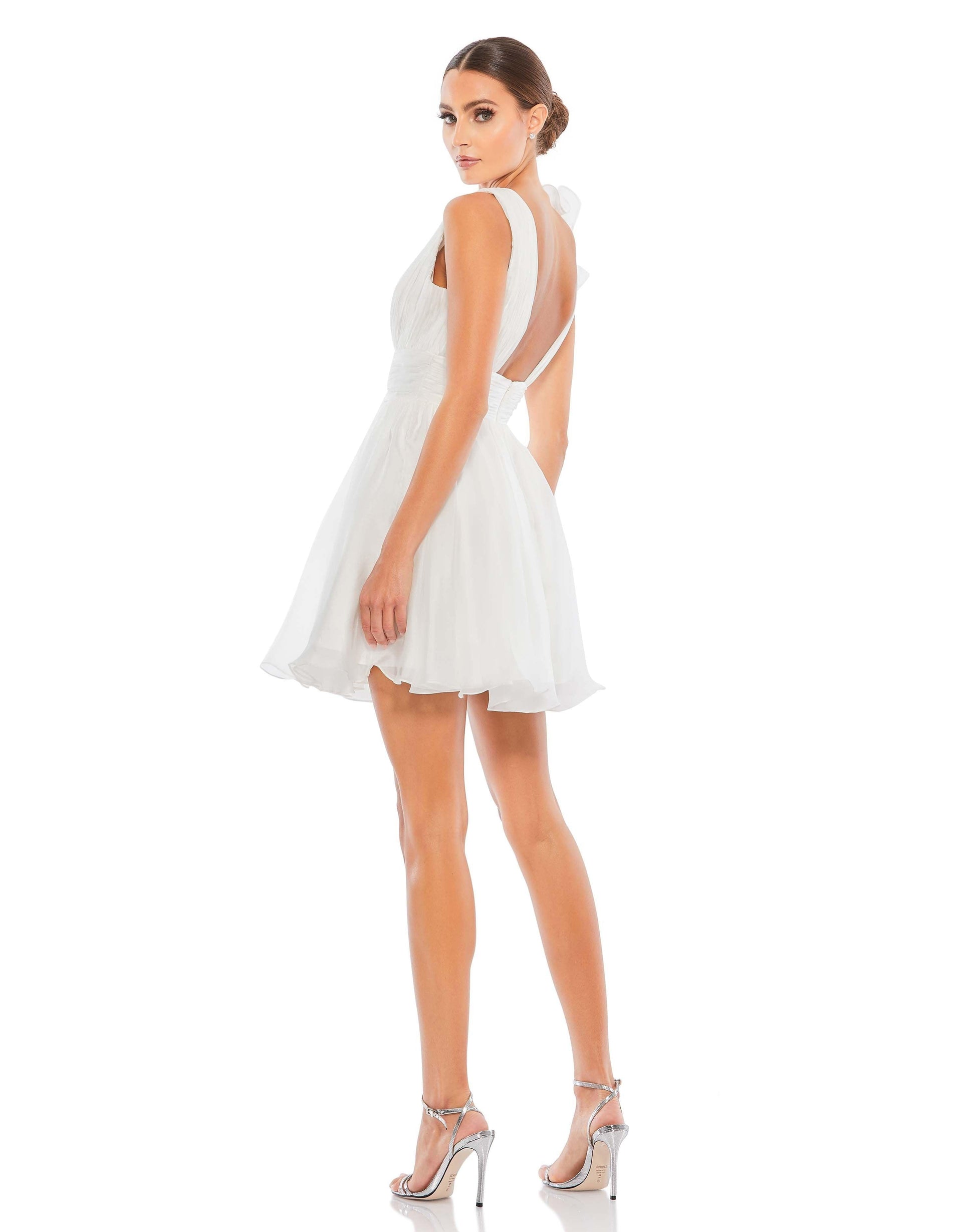 Mac Duggal Short Ruffle V Neck A Line Cocktail Dress - The Dress Outlet