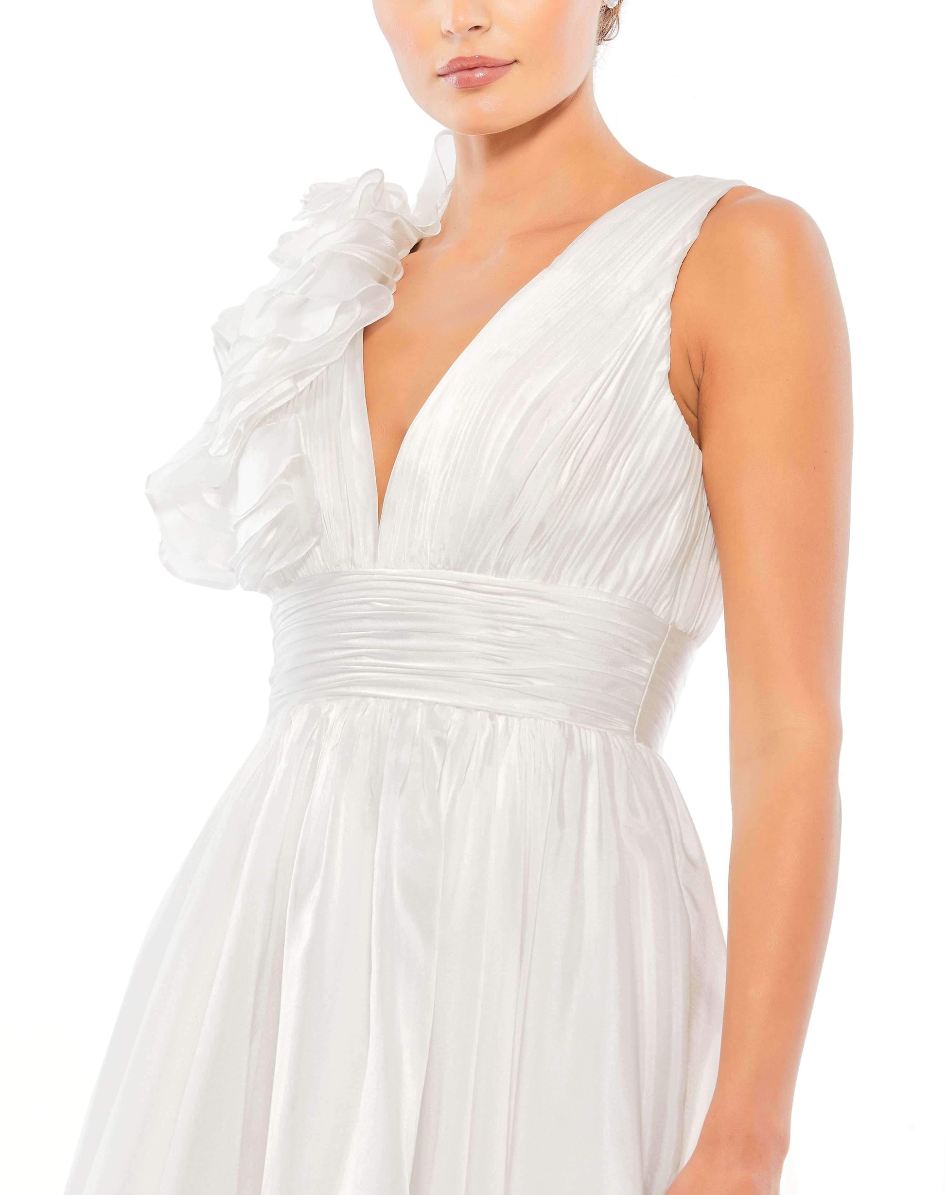 Mac Duggal Short Ruffle V Neck A Line Cocktail Dress - The Dress Outlet