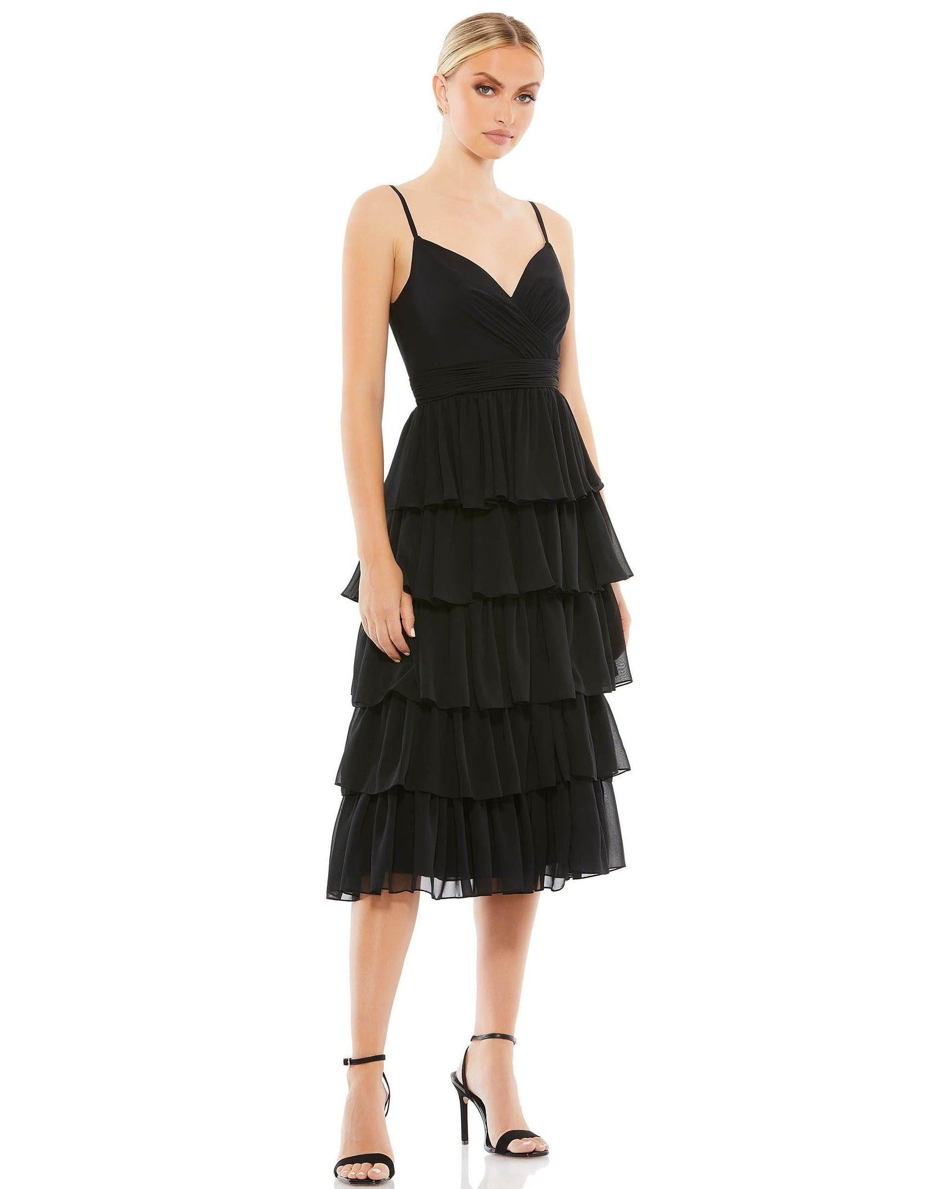 Mac Duggal Short Spaghetti Strap Chiffon Dress 55437 - The Dress Outlet