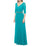 Marina Long Formal 3/4 Sleeve Pleated Chiffon Gown - The Dress Outlet