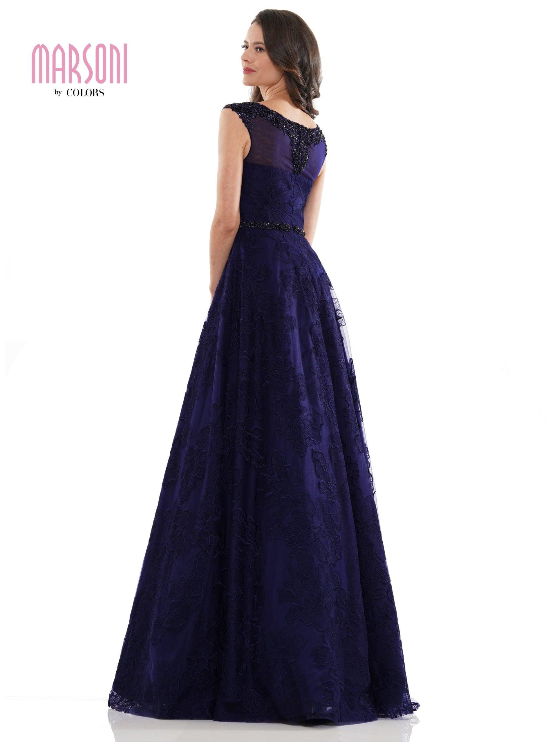 Marsoni Long Formal Cap Sleeve Beaded Dress 1129 - The Dress Outlet