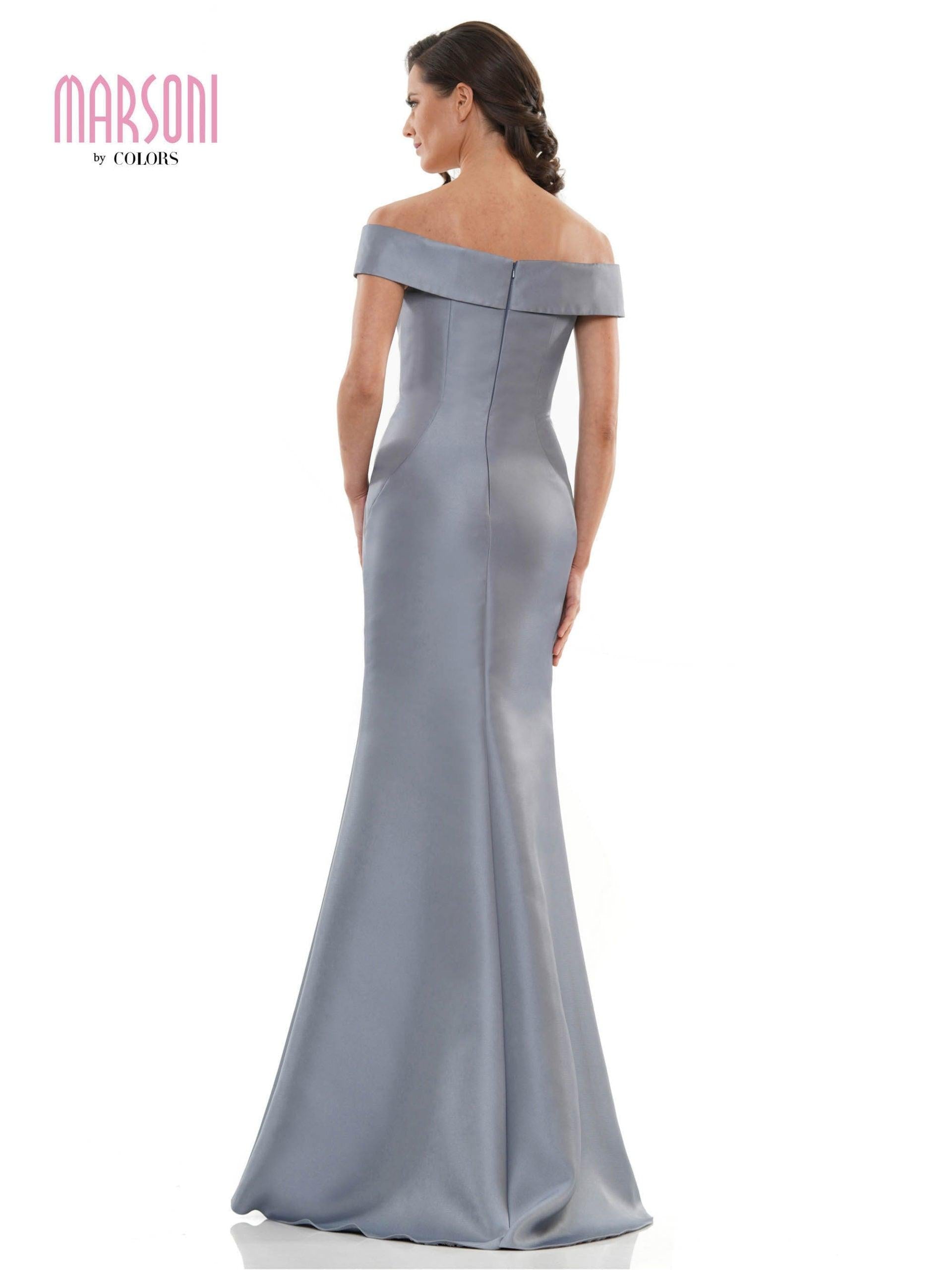 Marsoni Off Shoulder Satin Long Evening Gown 1153 - The Dress Outlet