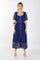 Cocktail Dresses Short Sleeve Square Neck Lace Maxi Dress Blue