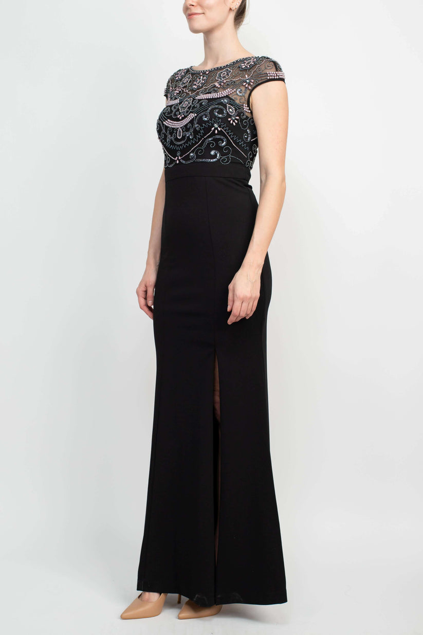 Mother of the Bride Dresses Long Cap Sleeve Mother of the Bride Dress BLACK
