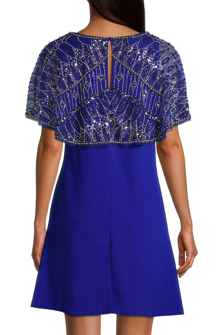 Cocktail Dresses Short Fitted Cocktail Mini Cape Dress Royal Sapphire