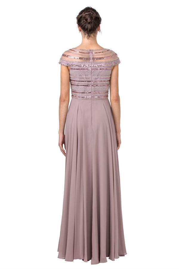 Mother of the Bride Long Formal Cap Sleeve Dress - The Dress Outlet