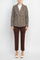 Pant Suit Formal Houndstooth Jacket Mid Waist Straight Pant Suit Beige Brown Black Brown