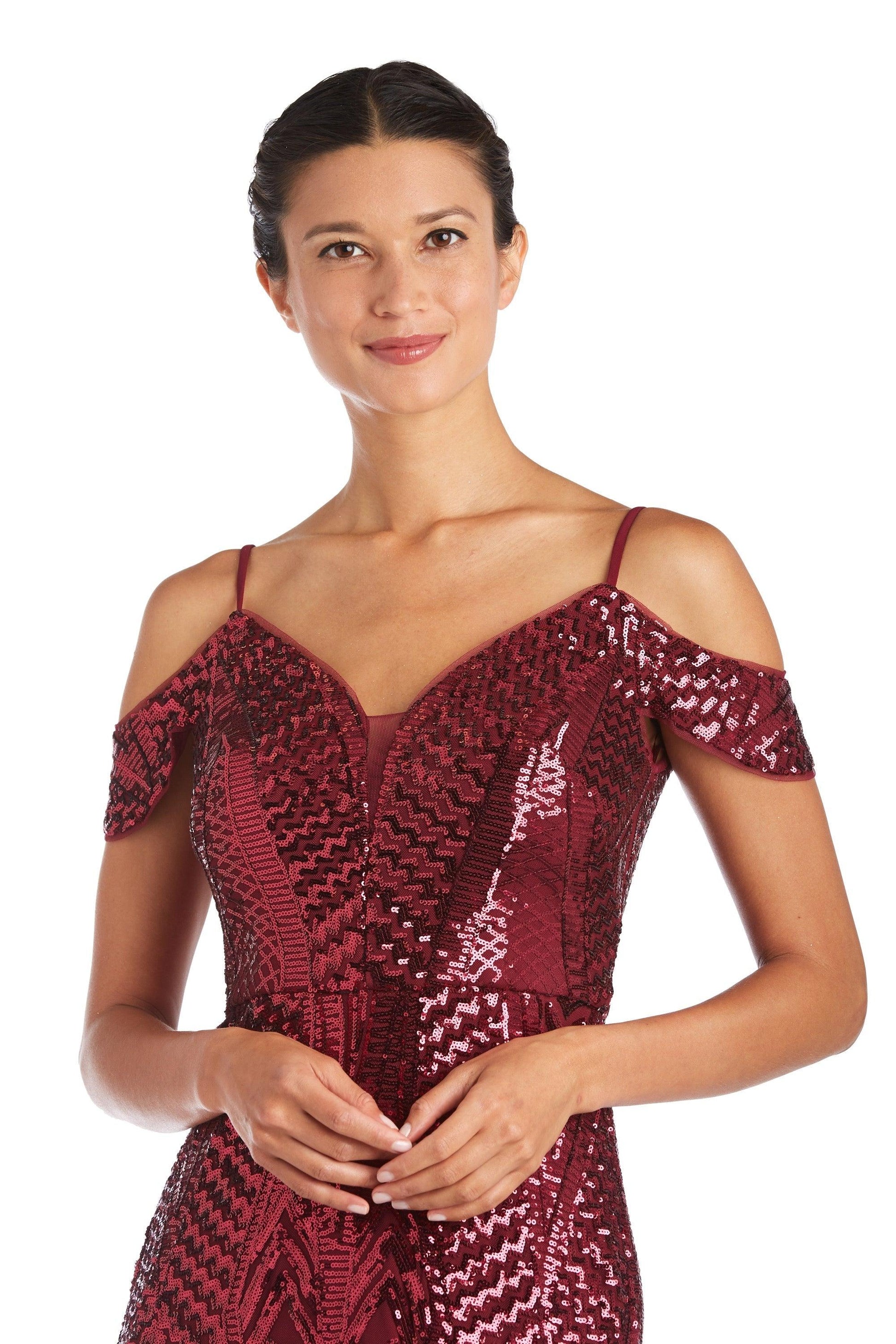 Nightway Long Off Shoulder Formal Dress 21917A - The Dress Outlet