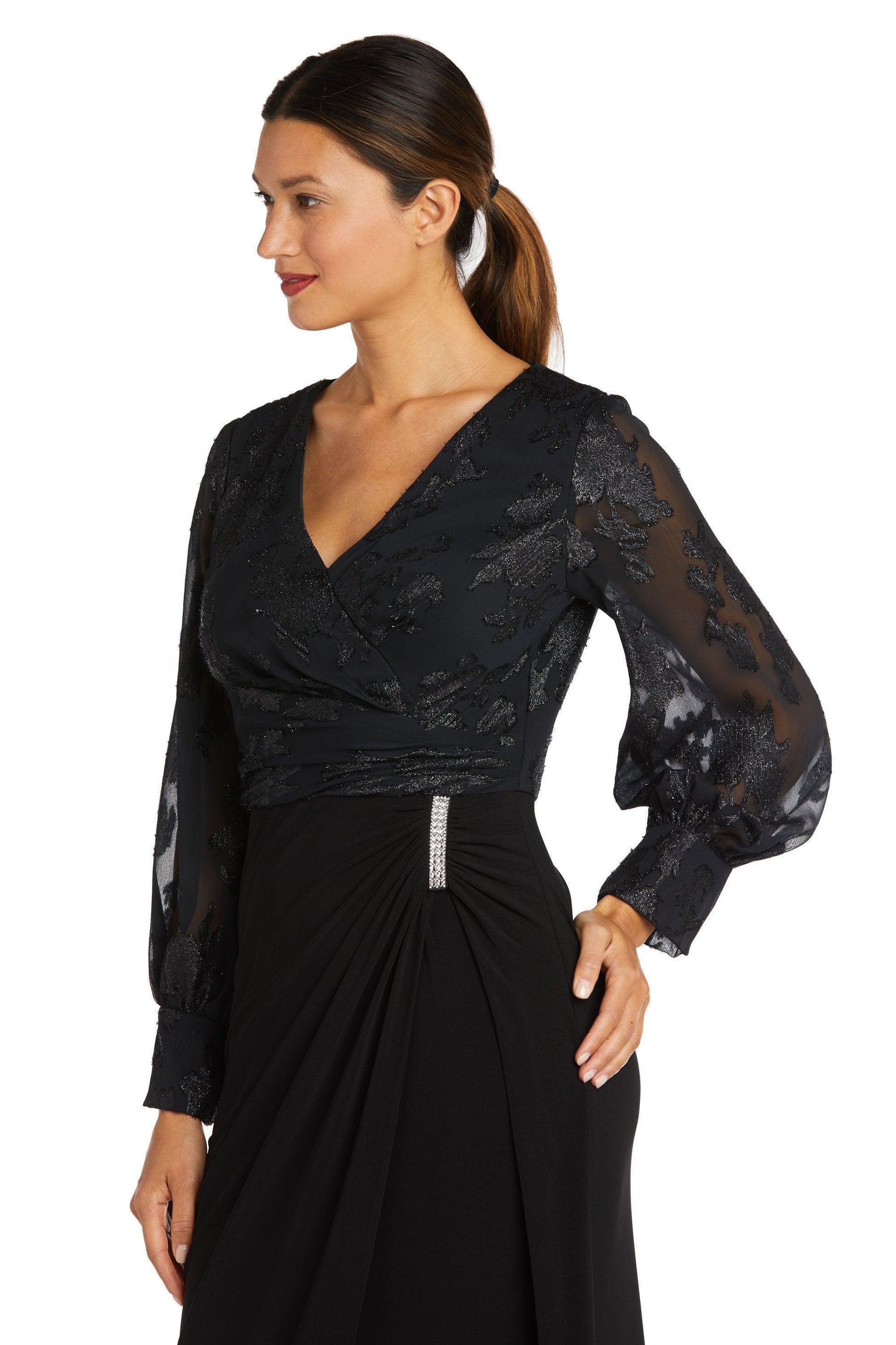 Nightway Long Sleeve Formal Petite Dress Sale 22062P - The Dress Outlet