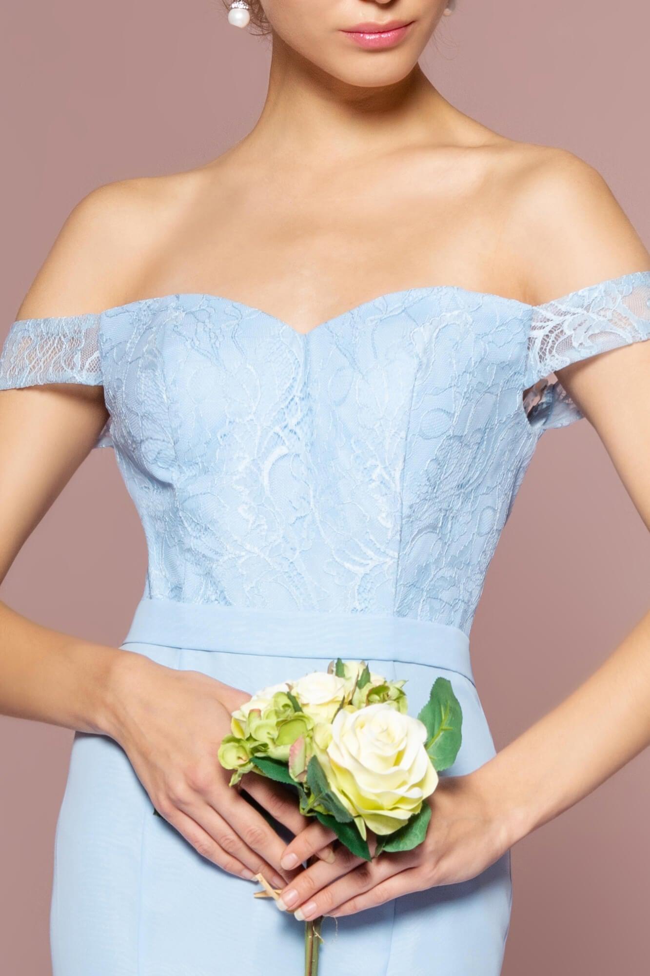 Off The Shoulder Long Evening Gown - The Dress Outlet Elizabeth K