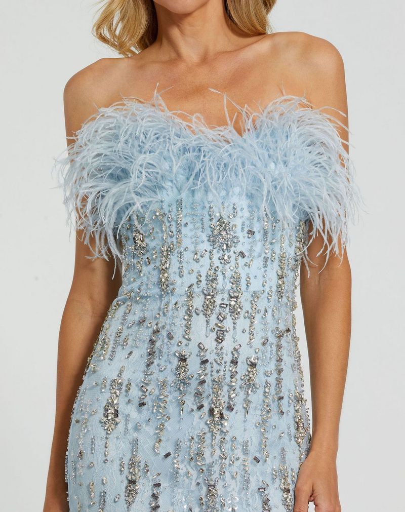 Prom Dresses Long Mermaid Formal Feather Prom Dress Powder Blue