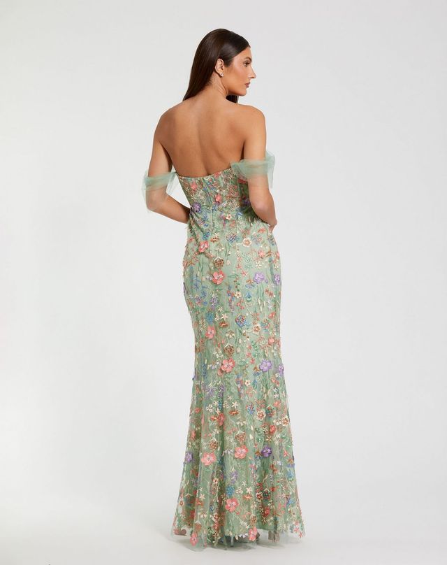 Prom Dresses Fitted Long Formal Floral Prom Dress Sage Multi