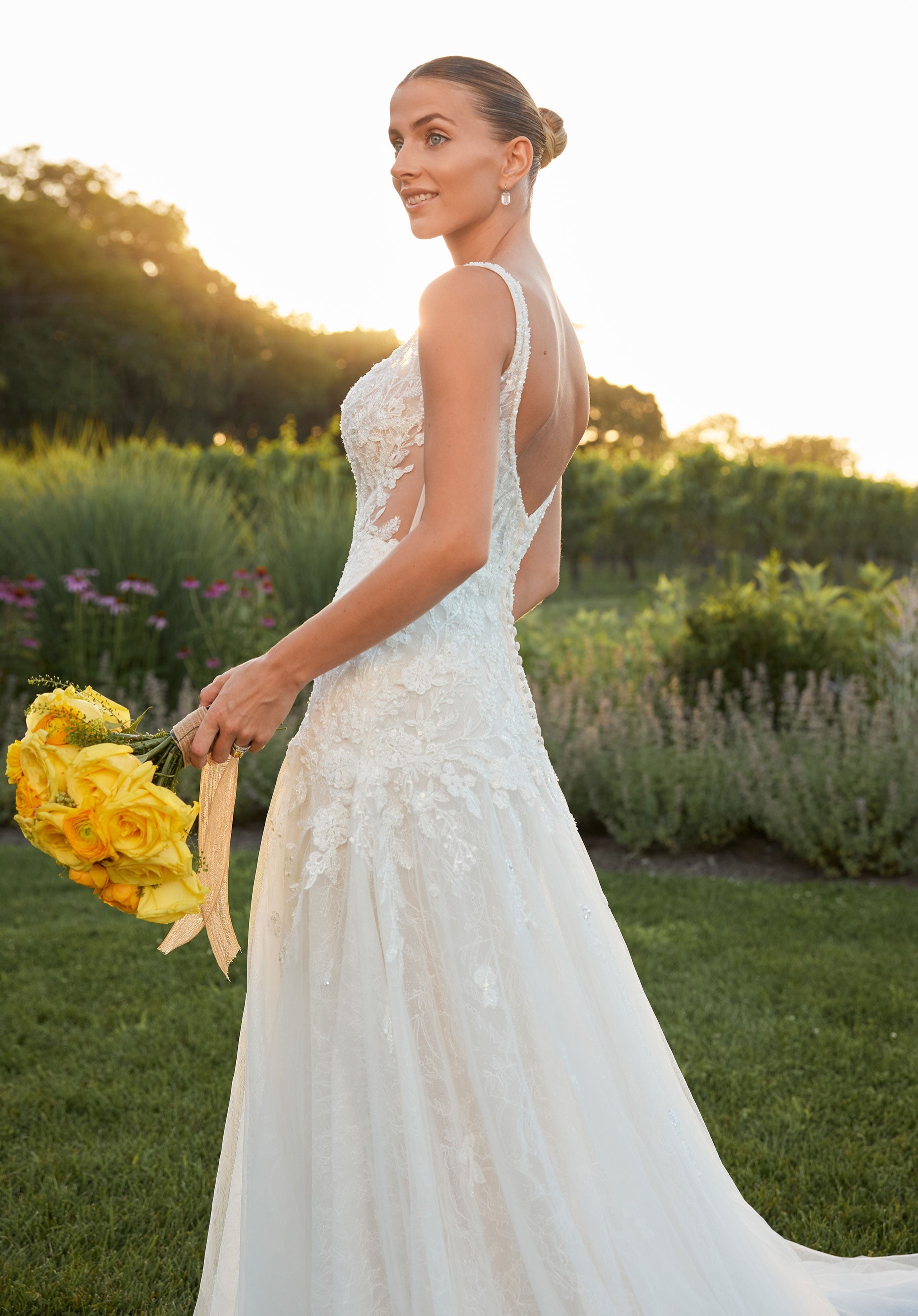 Wedding Dresses  Long A Line Lace Applique Wedding Dress Ivory/Champagne/Honey