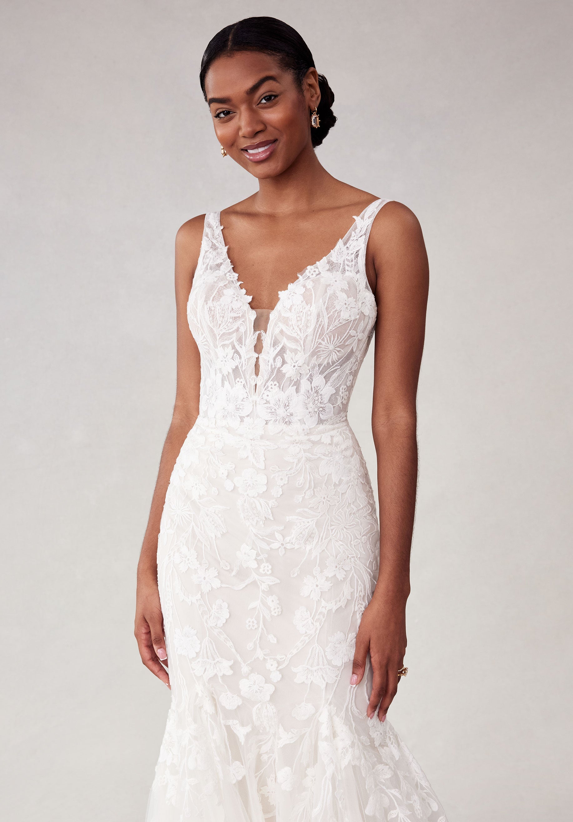 Wedding Dresses Long Bridal Gown Fitted Lace Wedding Dress Ivory/Almond/Champagne/Honey