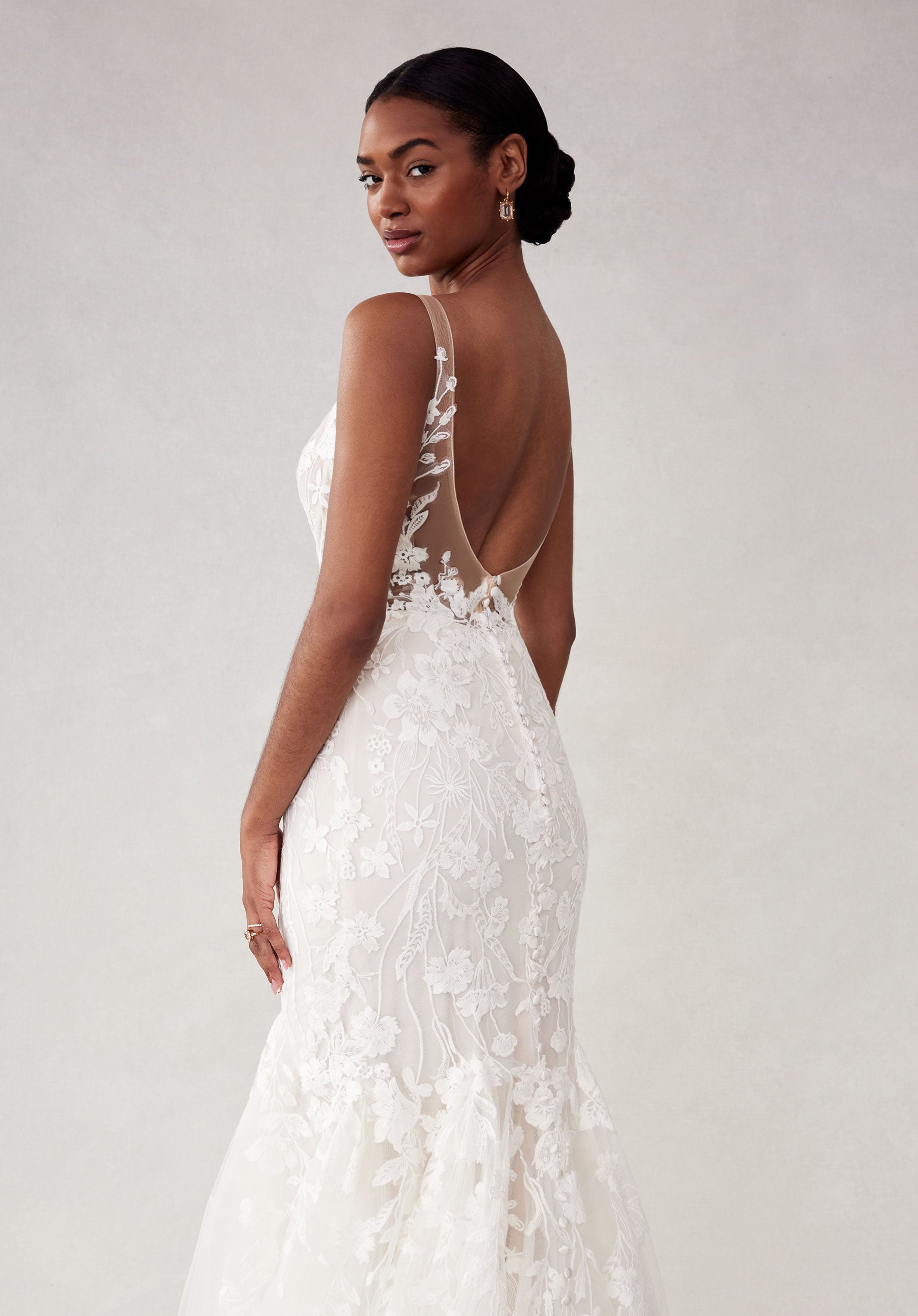 Wedding Dresses Long Bridal Gown Fitted Lace Wedding Dress Ivory/Almond/Champagne/Honey