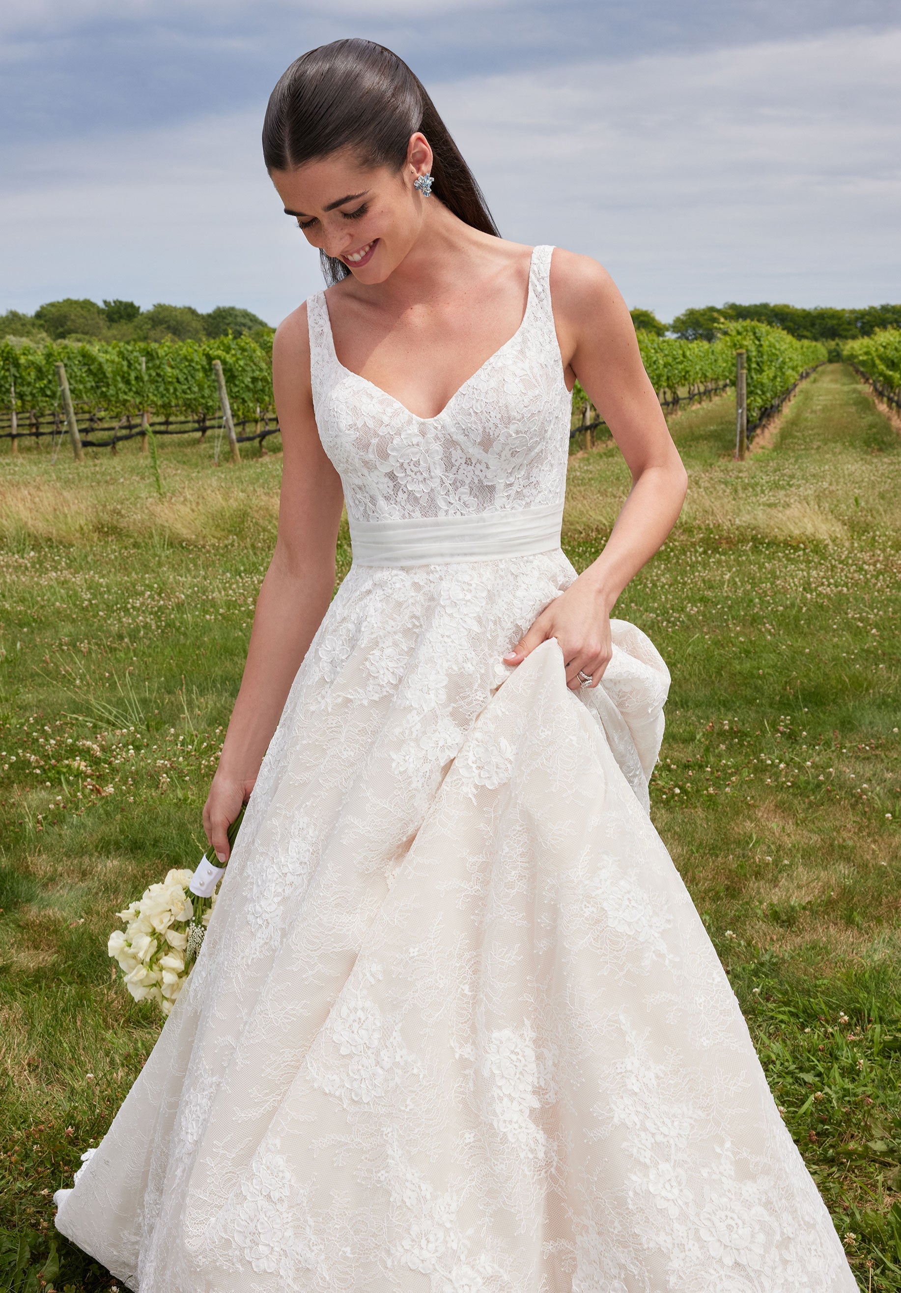 Wedding Dresses  Long Ball Gown Floral Lace Wedding Dress Ivory/Champagne