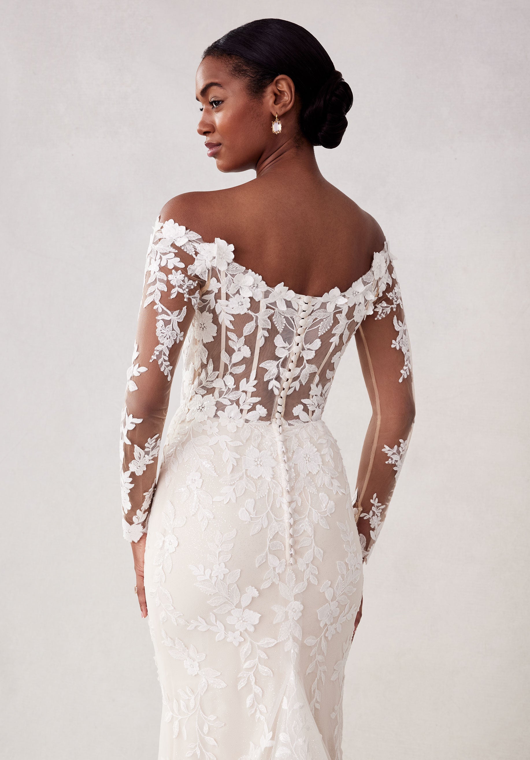 Wedding Dresses Long Glitter 3D Floral Wedding Dress Ivory/Champagne/Honey