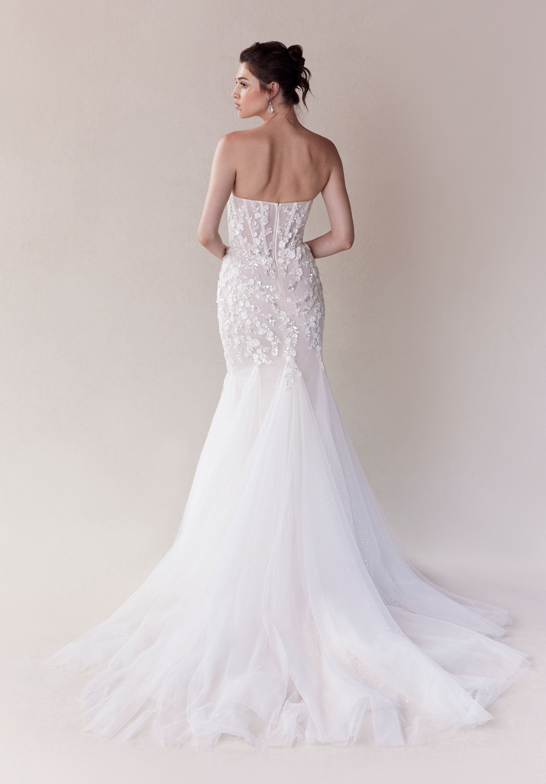Wedding Dresses Long Beaded Corset Mermaid Wedding Dress  Ivory/Blush/Prosecco