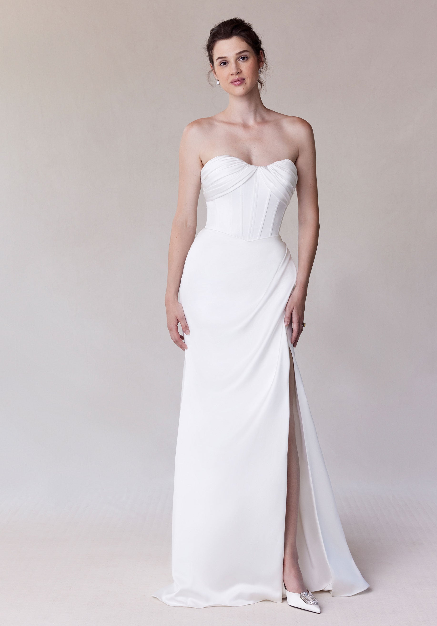 Wedding Dresses Long Corset Simple Wedding Dress Ivory