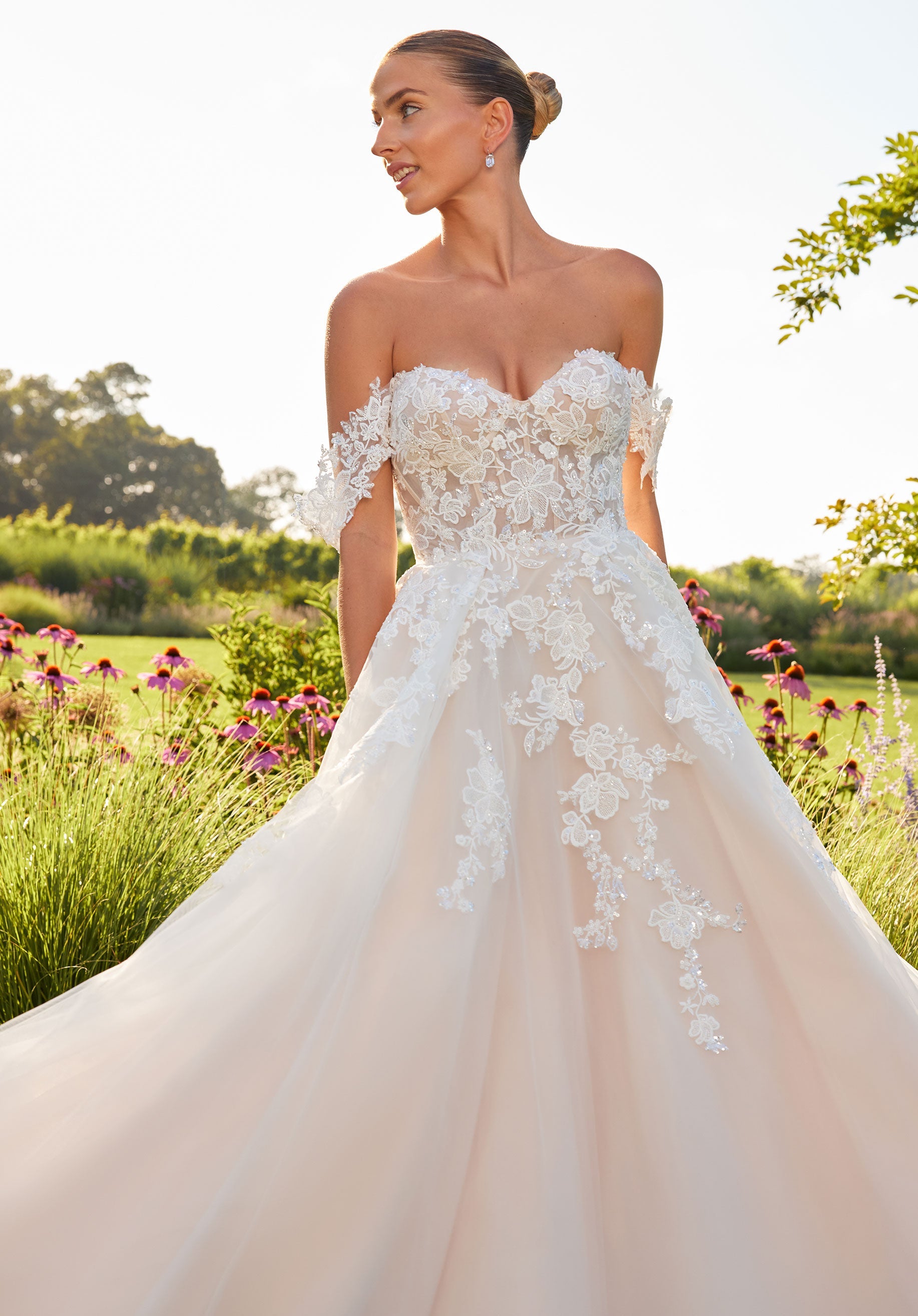Wedding Dresses Long Ball Gown Lace Applique Wedding Dress Ivory/Champagne/Honey