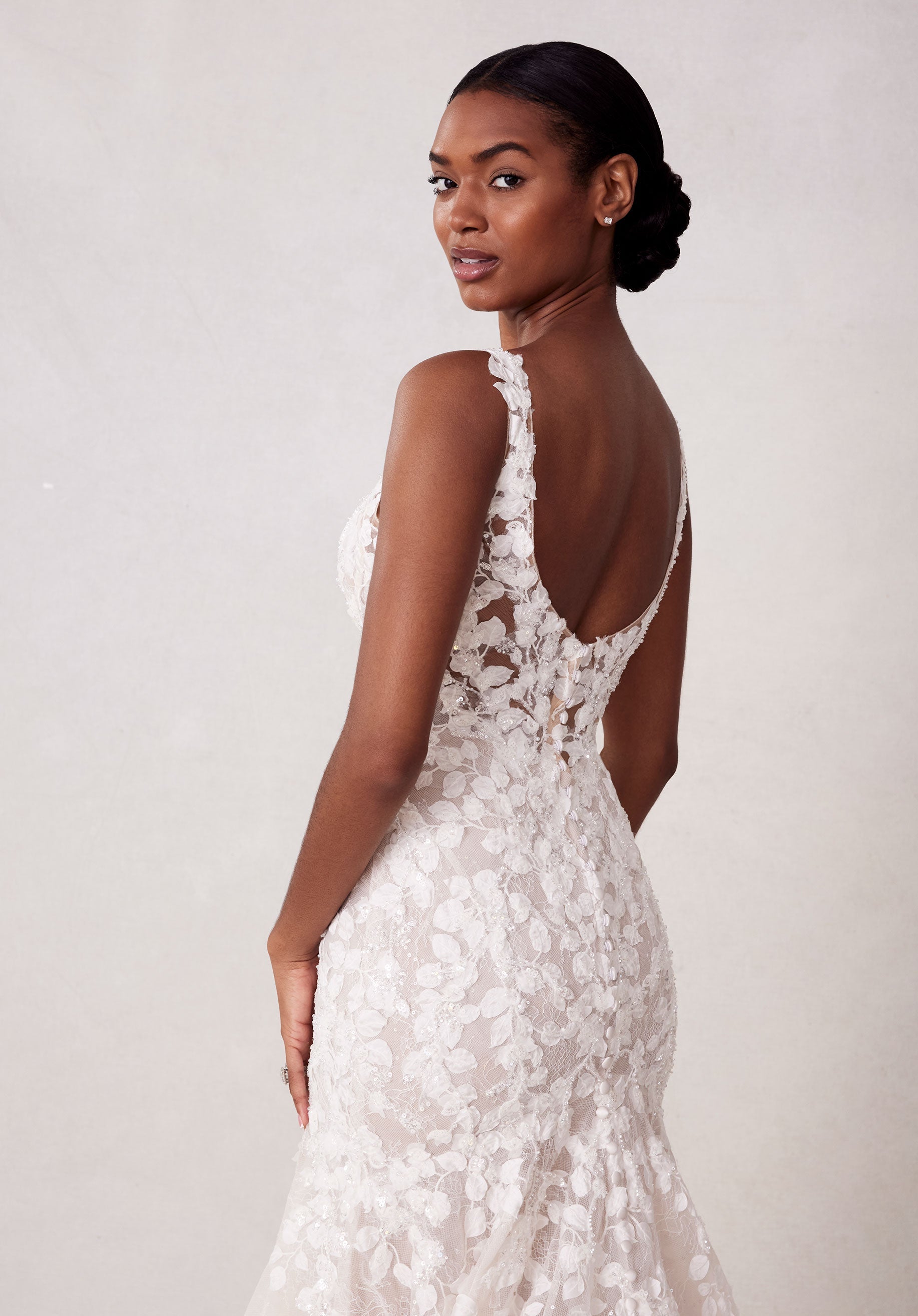 Wedding Dresses Long Beaded Lace Wedding Dress Ivory/Cappucino/Honey
