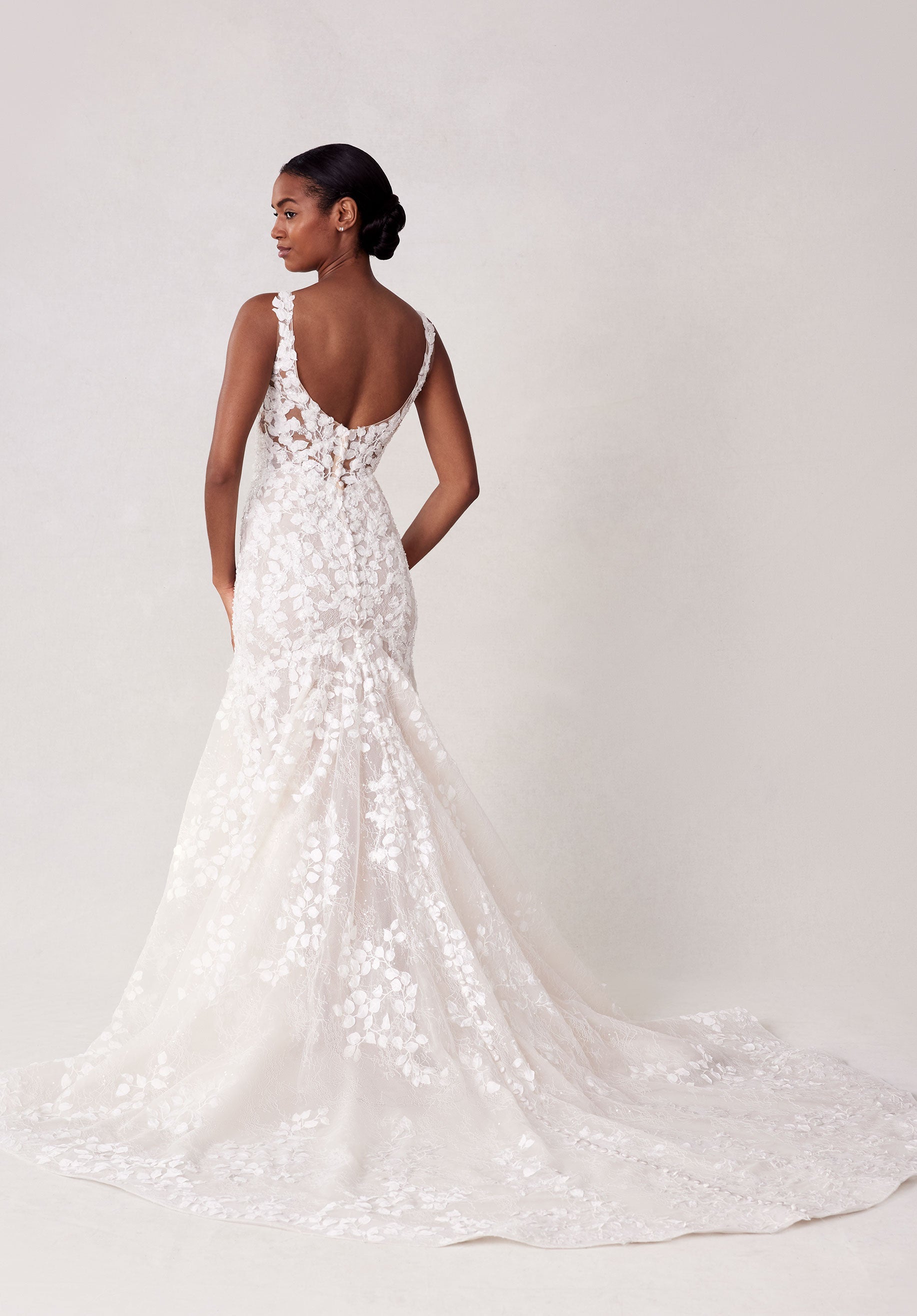 Wedding Dresses Long Beaded Lace Wedding Dress Ivory/Cappucino/Honey