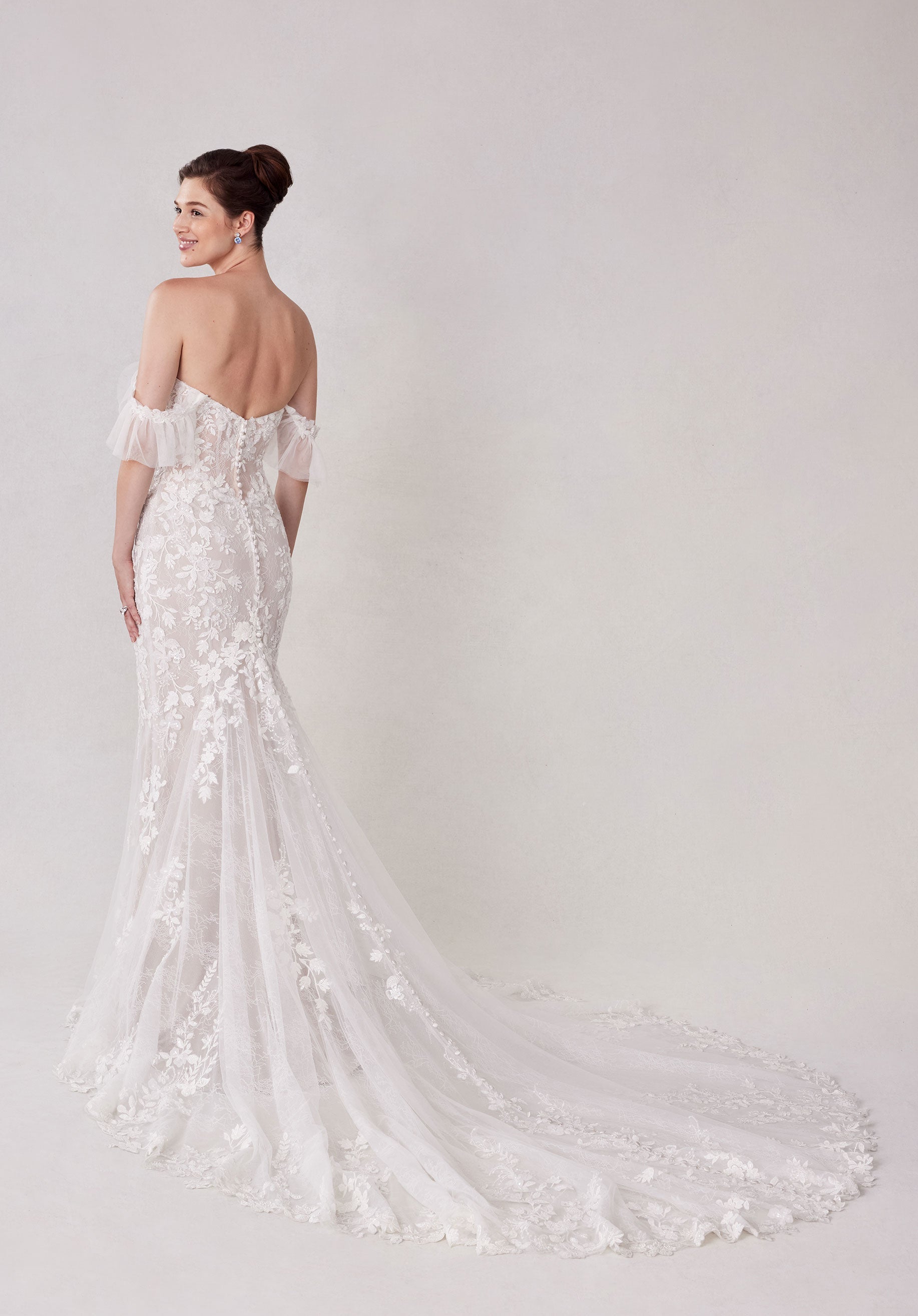 Wedding Dresses Long Beaded 3D Lace Wedding Dress Ivory/Cappucino/Honey