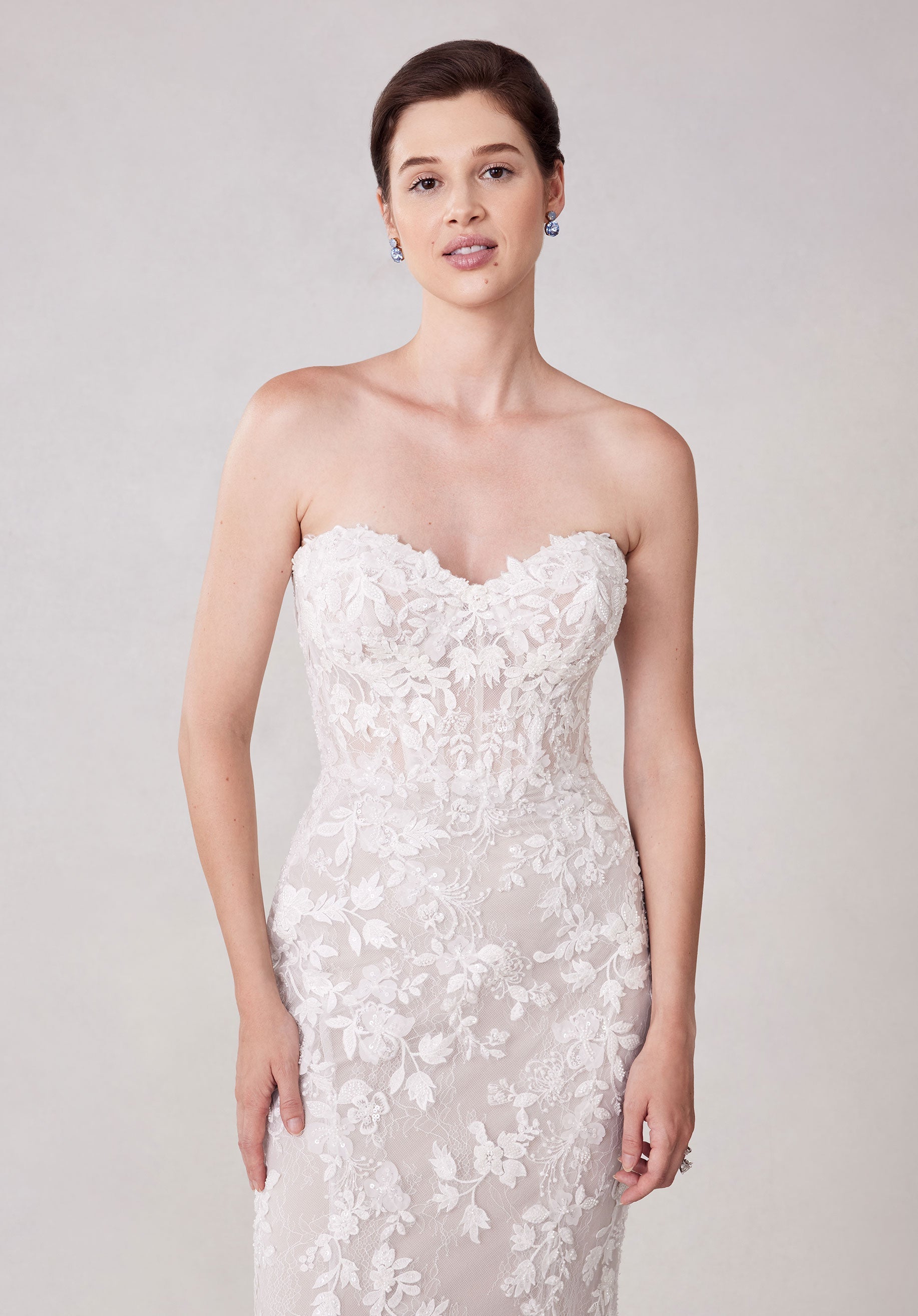 Wedding Dresses Long Beaded 3D Lace Wedding Dress Ivory/Cappucino/Honey