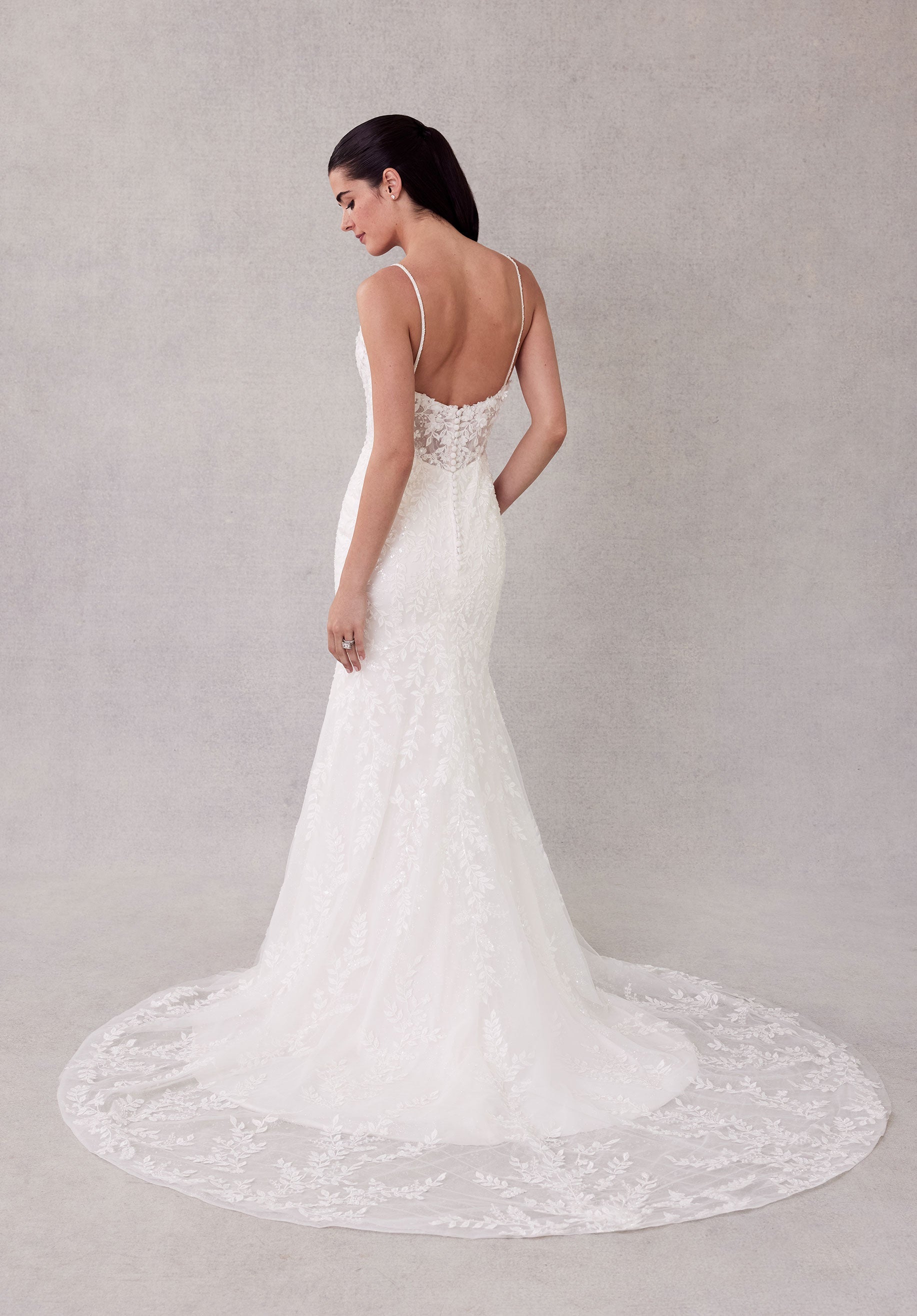 Wedding Dresses Long Glitter Lace Overskirt Wedding Dress Ivory/Sand/Honey