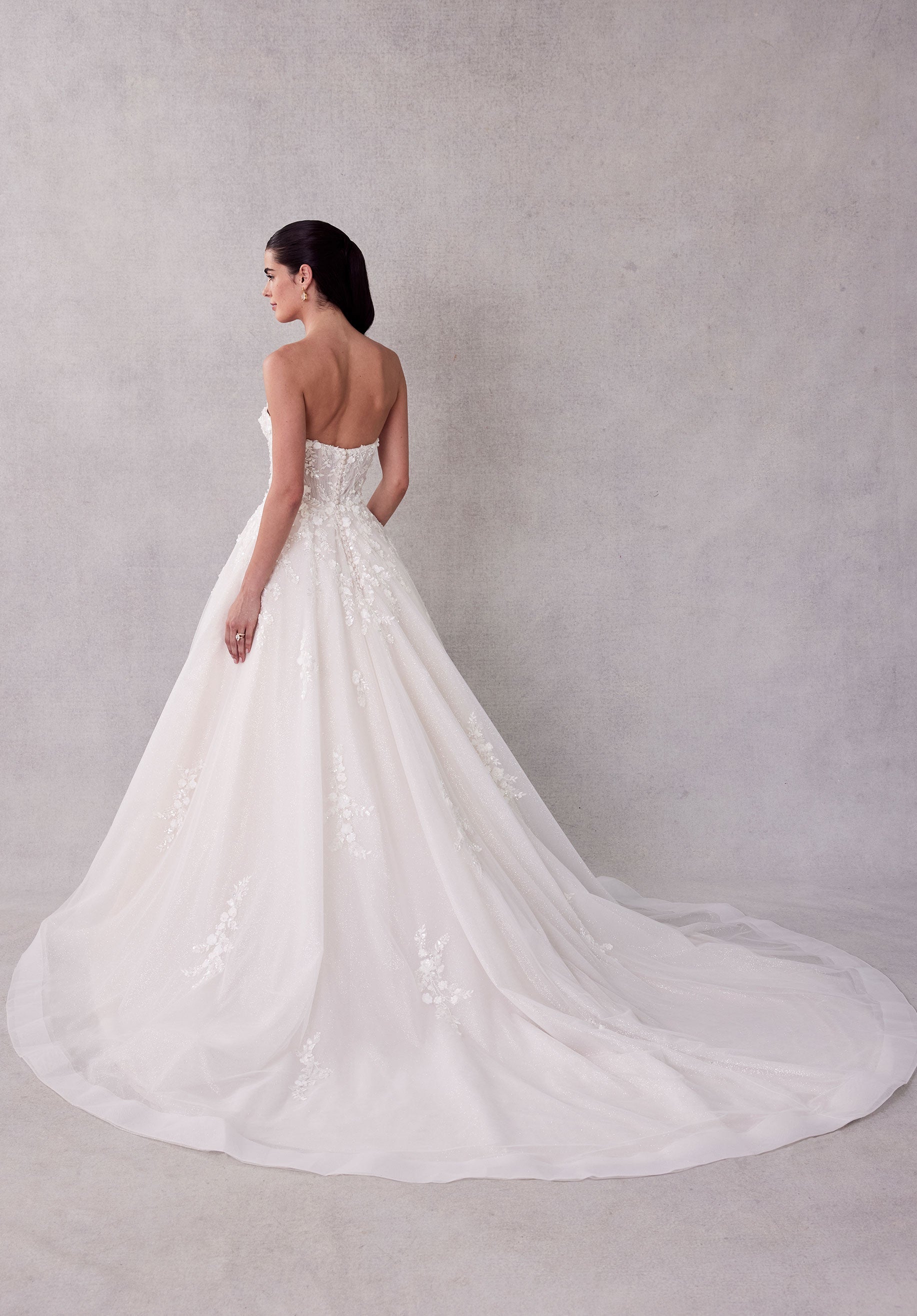 Wedding Dresses Long Glitter A Line Lace Wedding Dress Ivory/Champagne