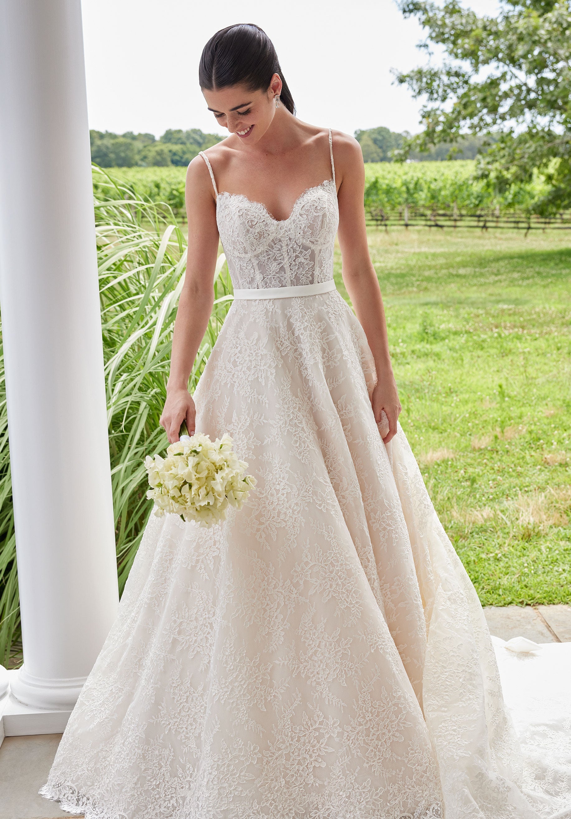 Wedding Dresses Lace Long Ball Gown Corset Wedding Dress Ivory/Champagne/Honey