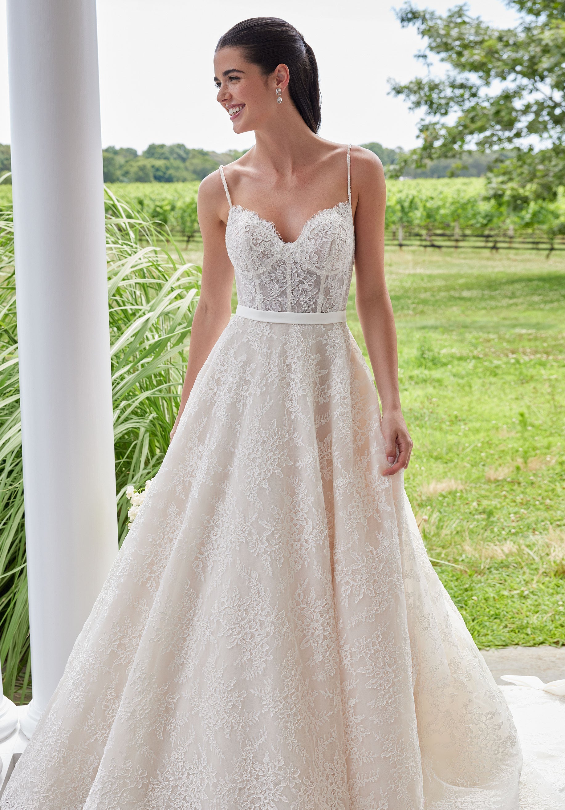 Wedding Dresses Lace Long Ball Gown Corset Wedding Dress Ivory/Champagne/Honey