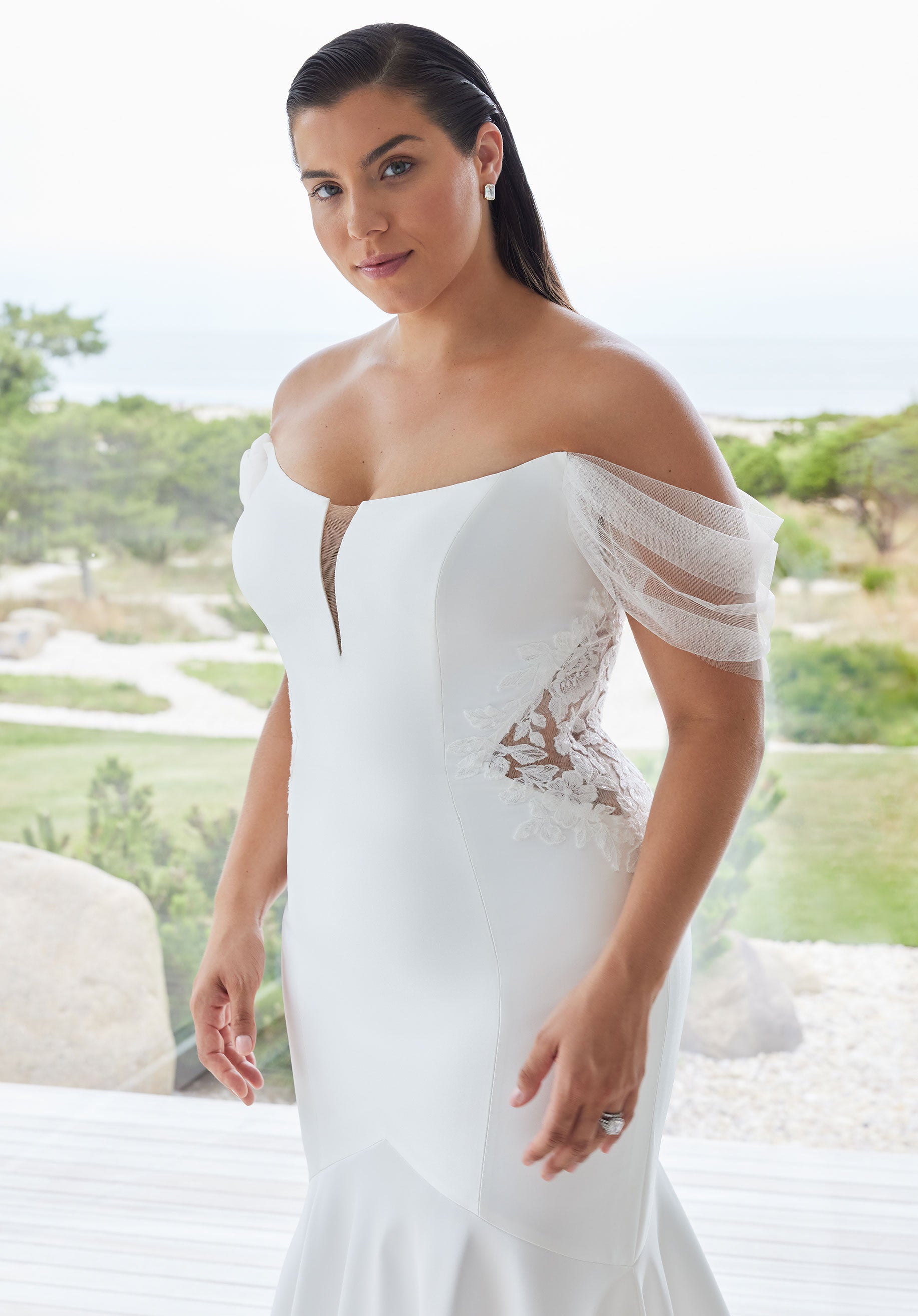 Wedding Dresses Plus Size Long Mermaid Wedding Dress Ivory/Ivory/Honey