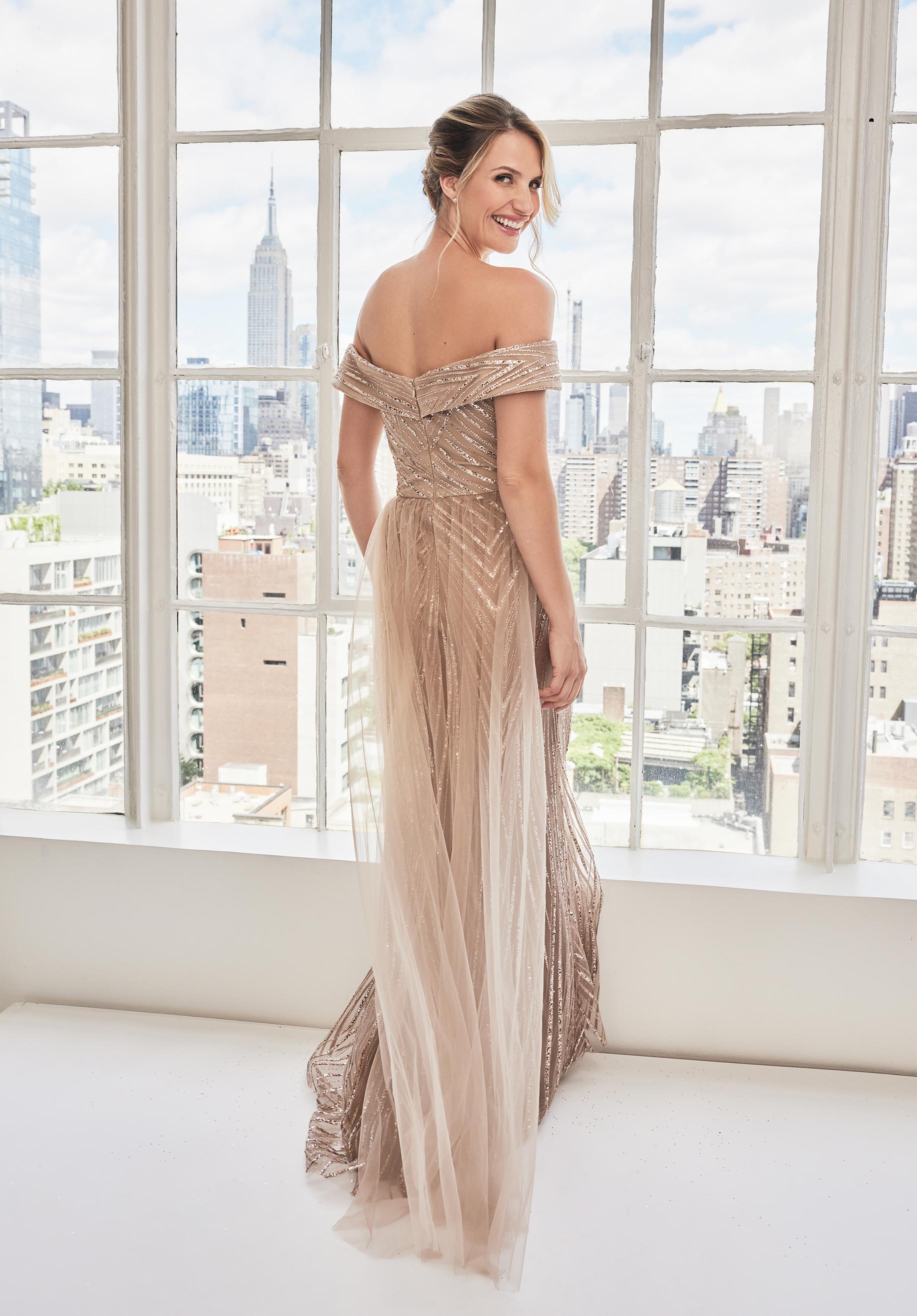 Prom Dresses Long Formal Sequin Beaded Evening Dress Rose Gold